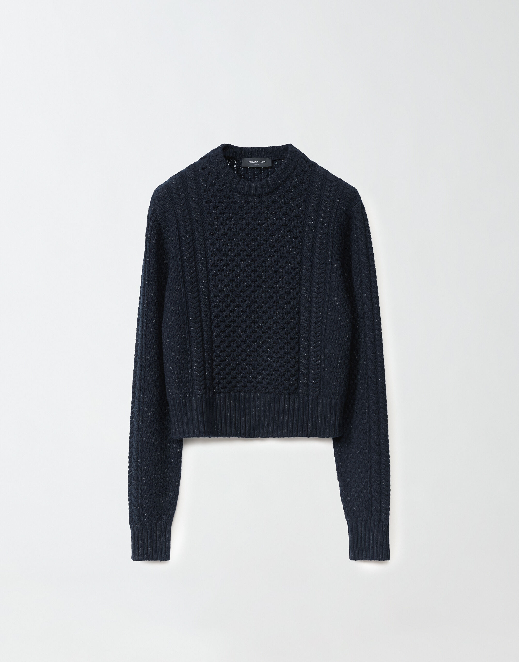 Platinum fisherman sweater with lurex ink blue for Women Fabiana Filippi