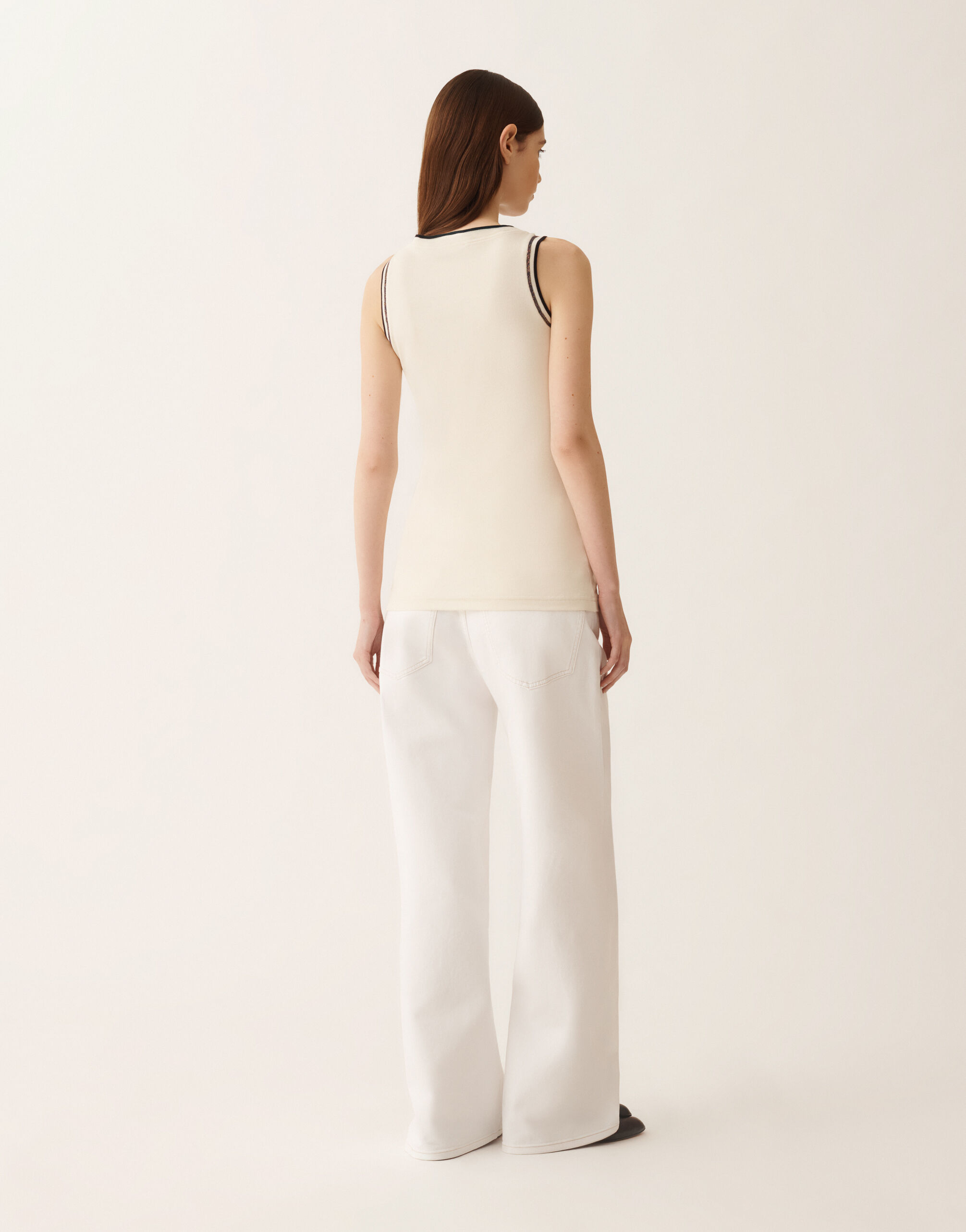 Jersey tank top in butter and midnight blue Fabiana Filippi Jersey tank top in butter and midnight blue MIDNIGHT BLUE JED276F602M2030000