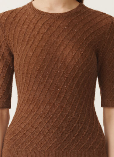 Fabiana Filippi Maglia in lana e seta con paillettes, mogano MARRONE MAD215F110D2960000