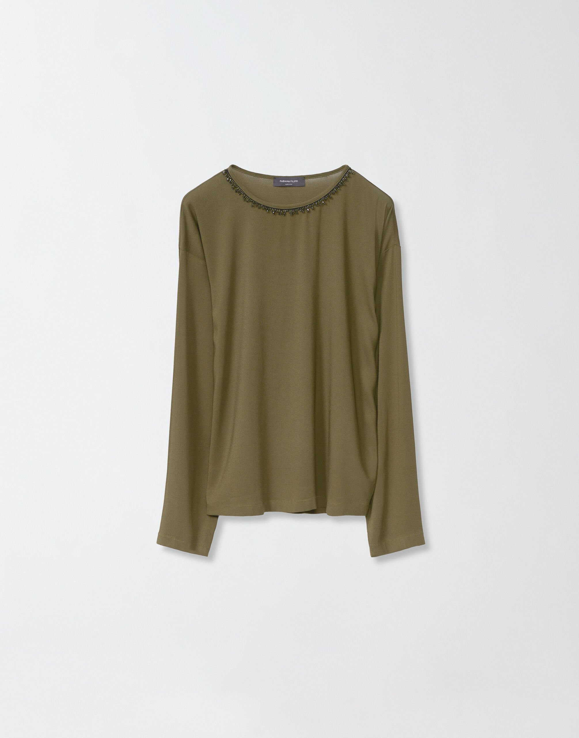 Viscose sablÃ© top, loden for Women | Fabiana Filippi®
