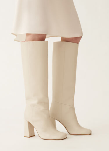 Fabiana Filippi Nappa leather heeled high boots, butter WHITE ASD215A810L8330000