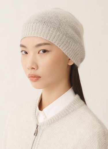 Fabiana Filippi Mohair cap with gradient micro sequins, raffia and gray Gray SAD266A880L9000000