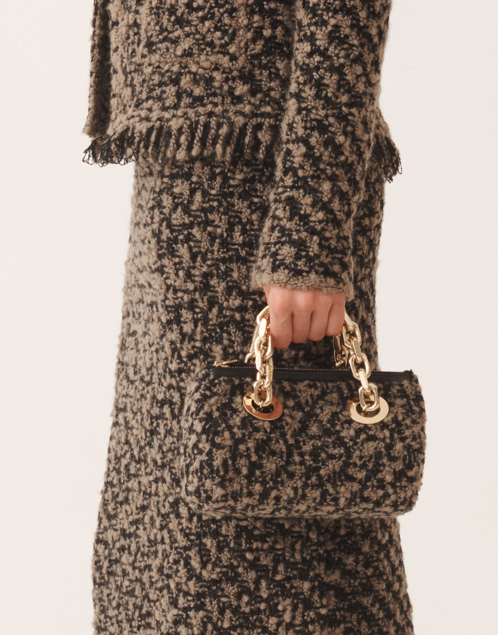 Fabiana Filippi Mini Eyelet in Tweed, Taupe und Schwarz Schwarz BGD225A920L8790000