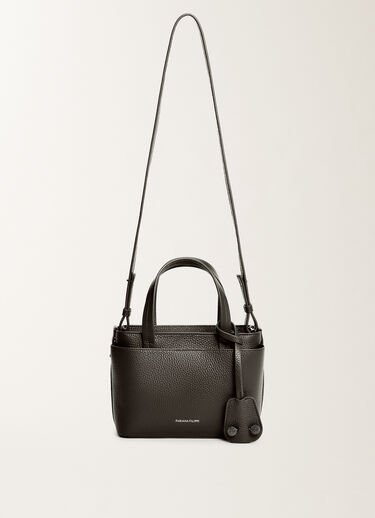 Fabiana Filippi Mittelgroße Handtasche aus genarbtem Leder, Schwarz Grau BGD215A861L8040000