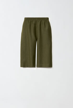 Fabiana Filippi VINTAGE WOOL SHORTS WITH ELASTIC WAISTBAND GREEN CAD214F267D6140000