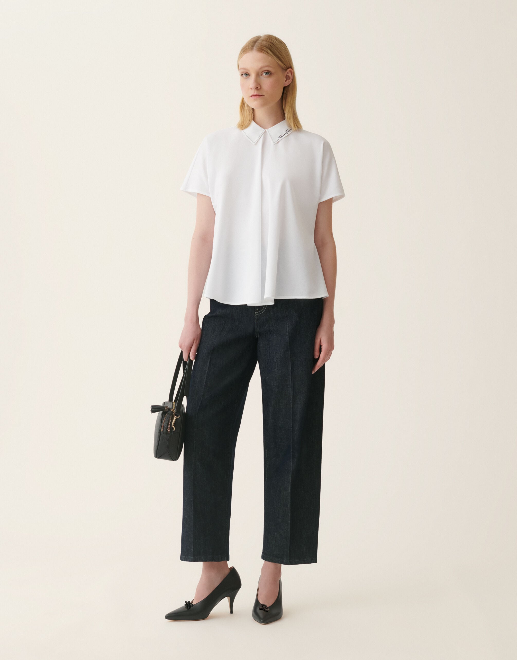 Cotton jersey top, optical white Fabiana Filippi Cotton jersey top, optical white Optical white JED216F116M3340000