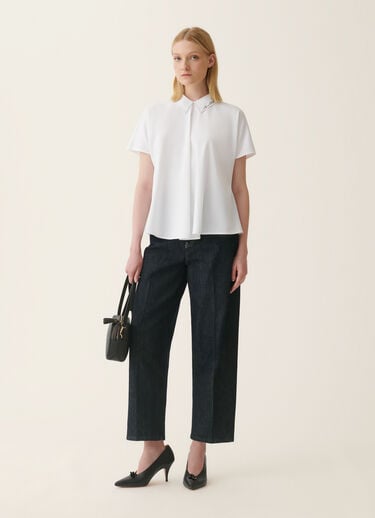 Cotton jersey top, optical white Fabiana Filippi Cotton jersey top, optical white Optical white JED216F116M3340000