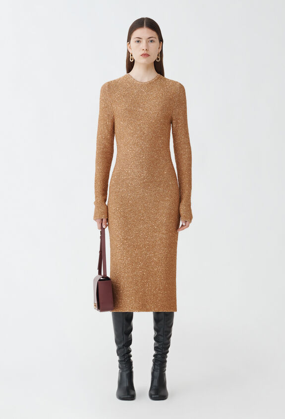 Fabiana Filippi BRILLIANT LONG SLEEVE DRESS BROWN ABD214F388I0690000