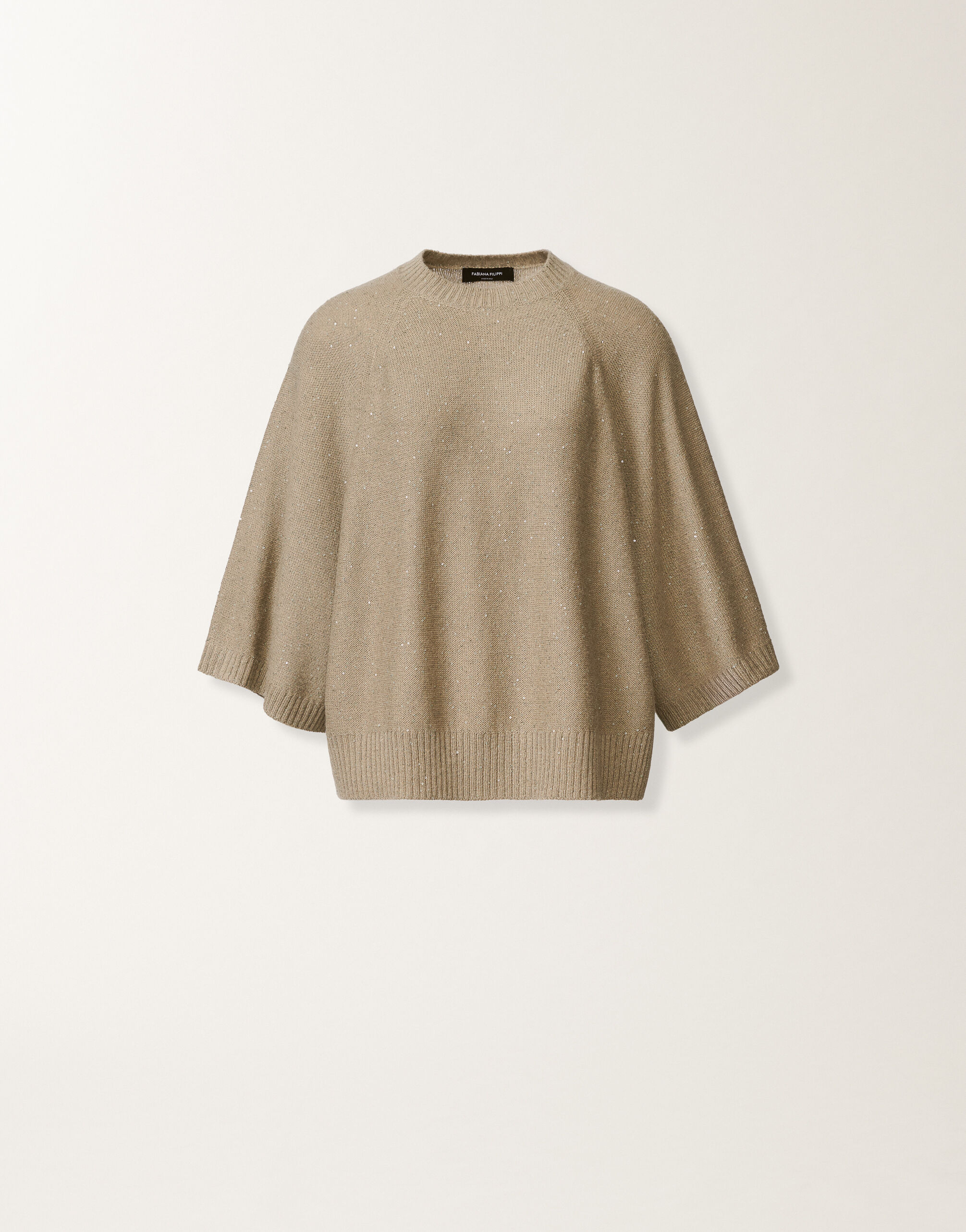Fabiana Filippi Wool and silk cape with sequins, olive GREEN MAD215F067D2960000
