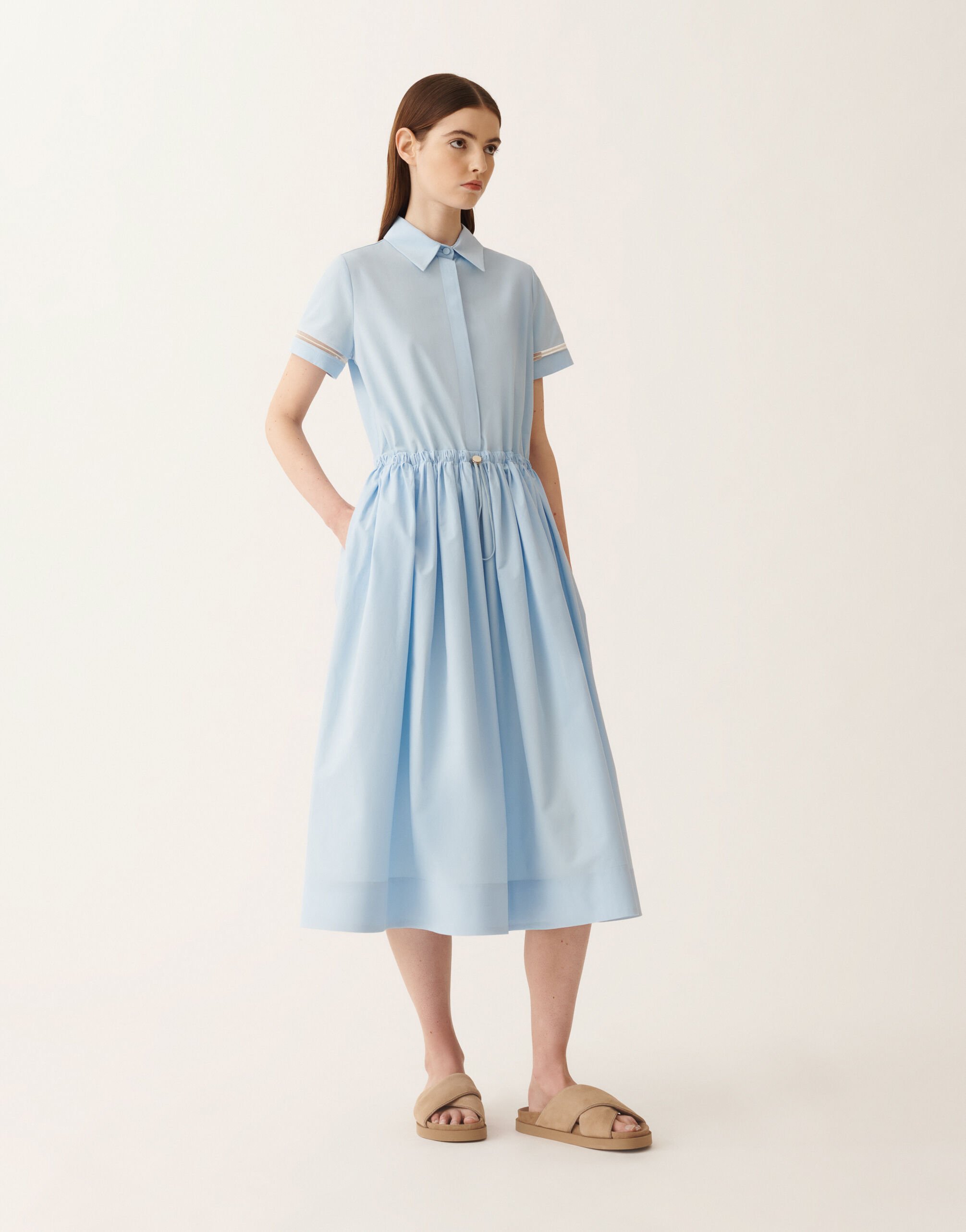 Fabiana Filippi Vestido polo de popelina azul cielo AZUL CIELO ABD276F642L5820000