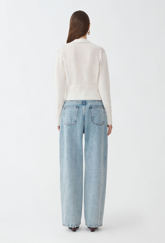Fabiana Filippi Brushed cashmere cropped cardigan, white WHITE MAD264F038N900M466