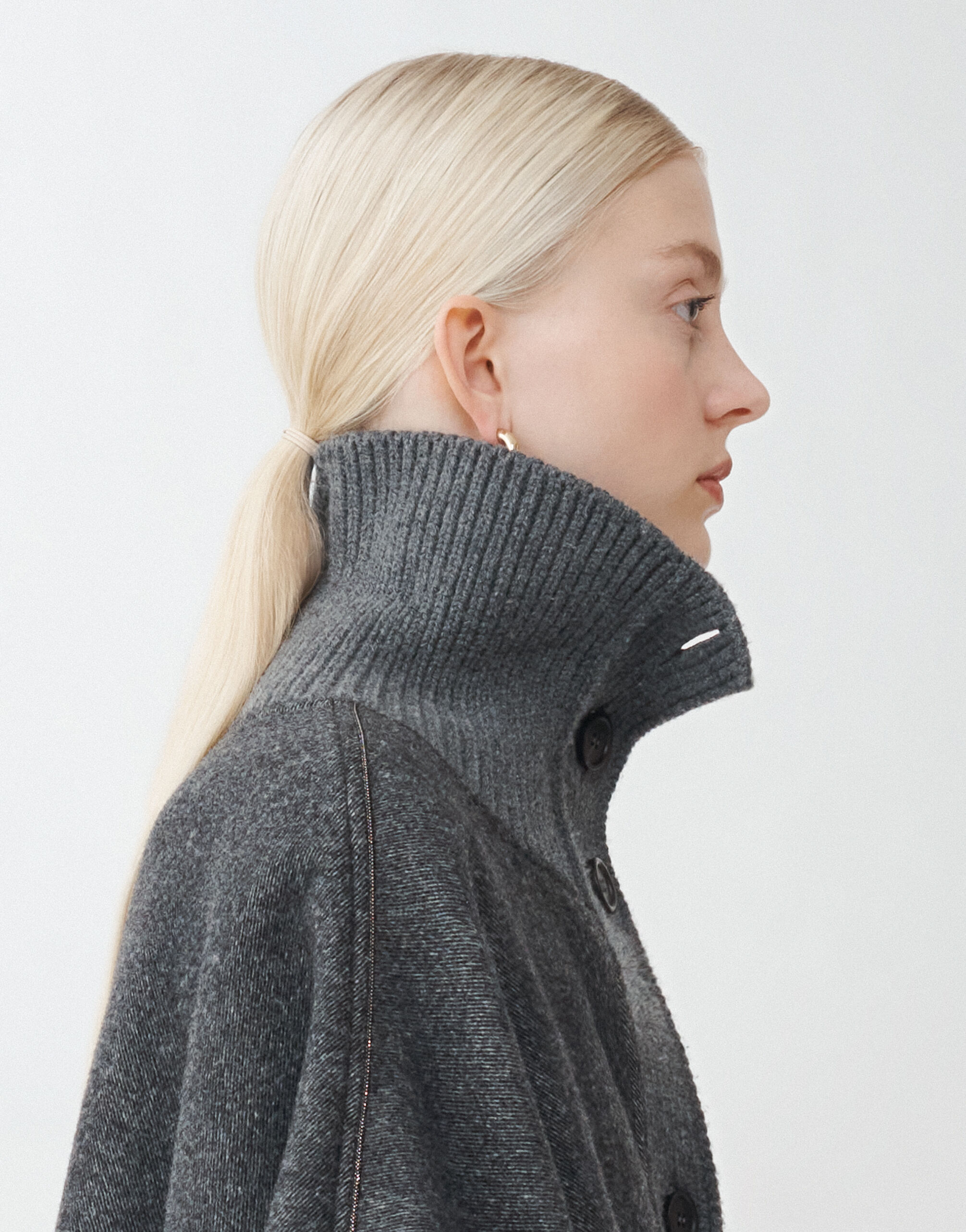 Shop Fabiana Filippi Double Diagonal Cape In Ecru