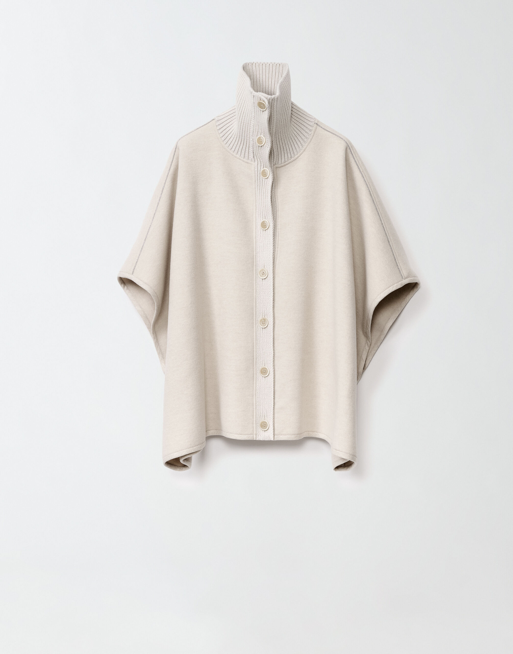 Shop Fabiana Filippi Double Diagonal Cape In Ecru