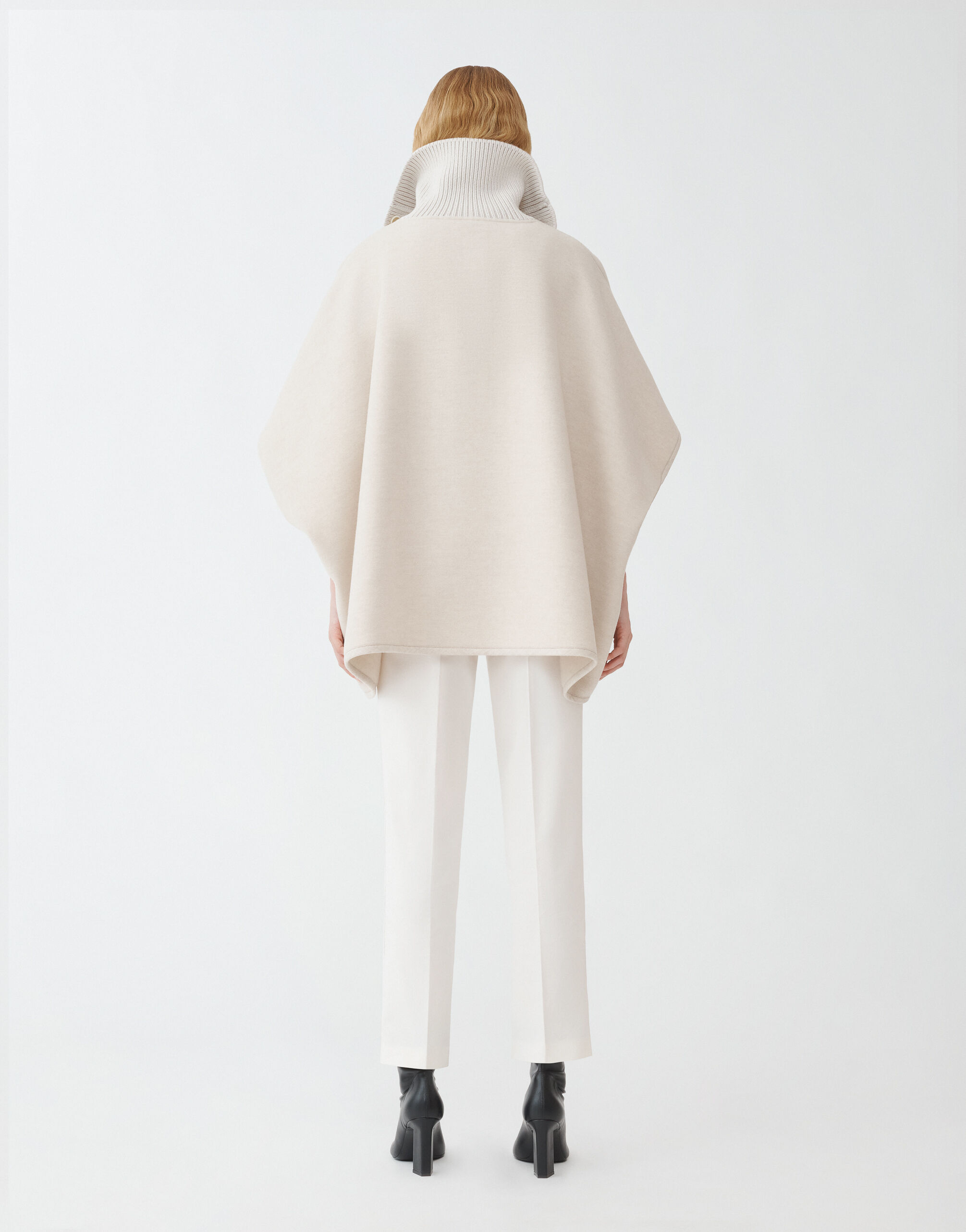 Shop Fabiana Filippi Double Diagonal Cape In Ecru