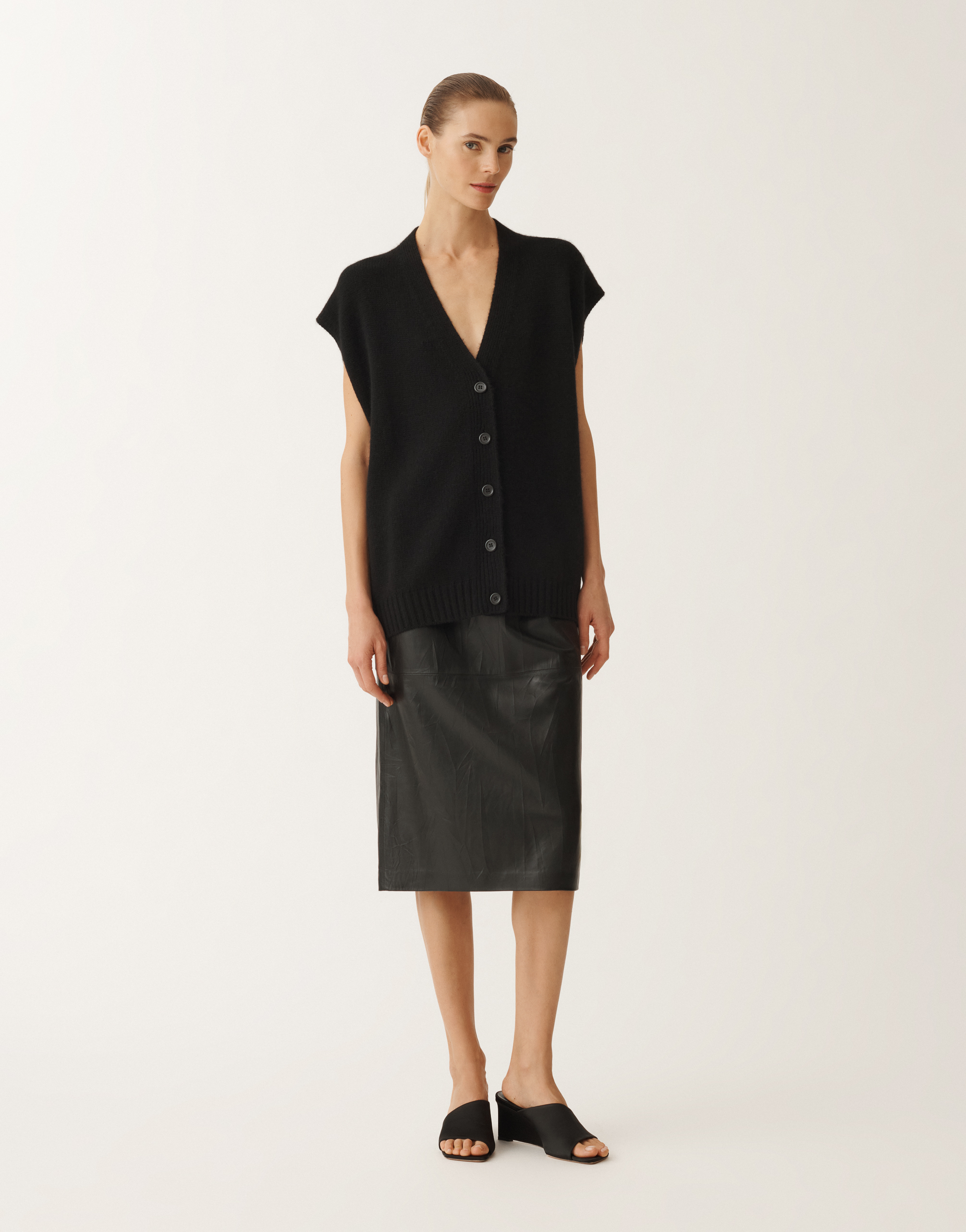 Shop Fabiana Filippi Brushed Cashmere Gilet In Black