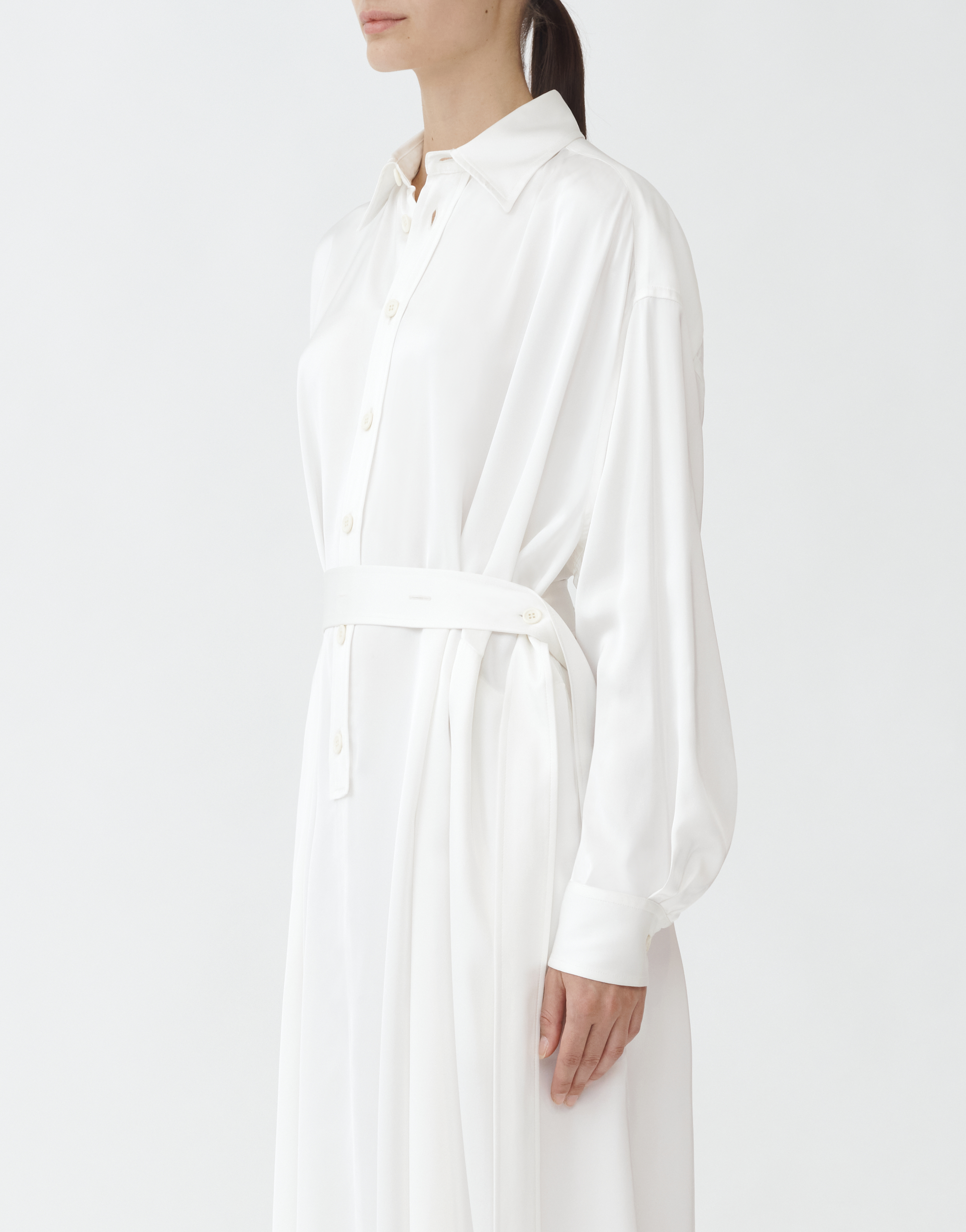 Shop Fabiana Filippi Satin Shirt Dress In White