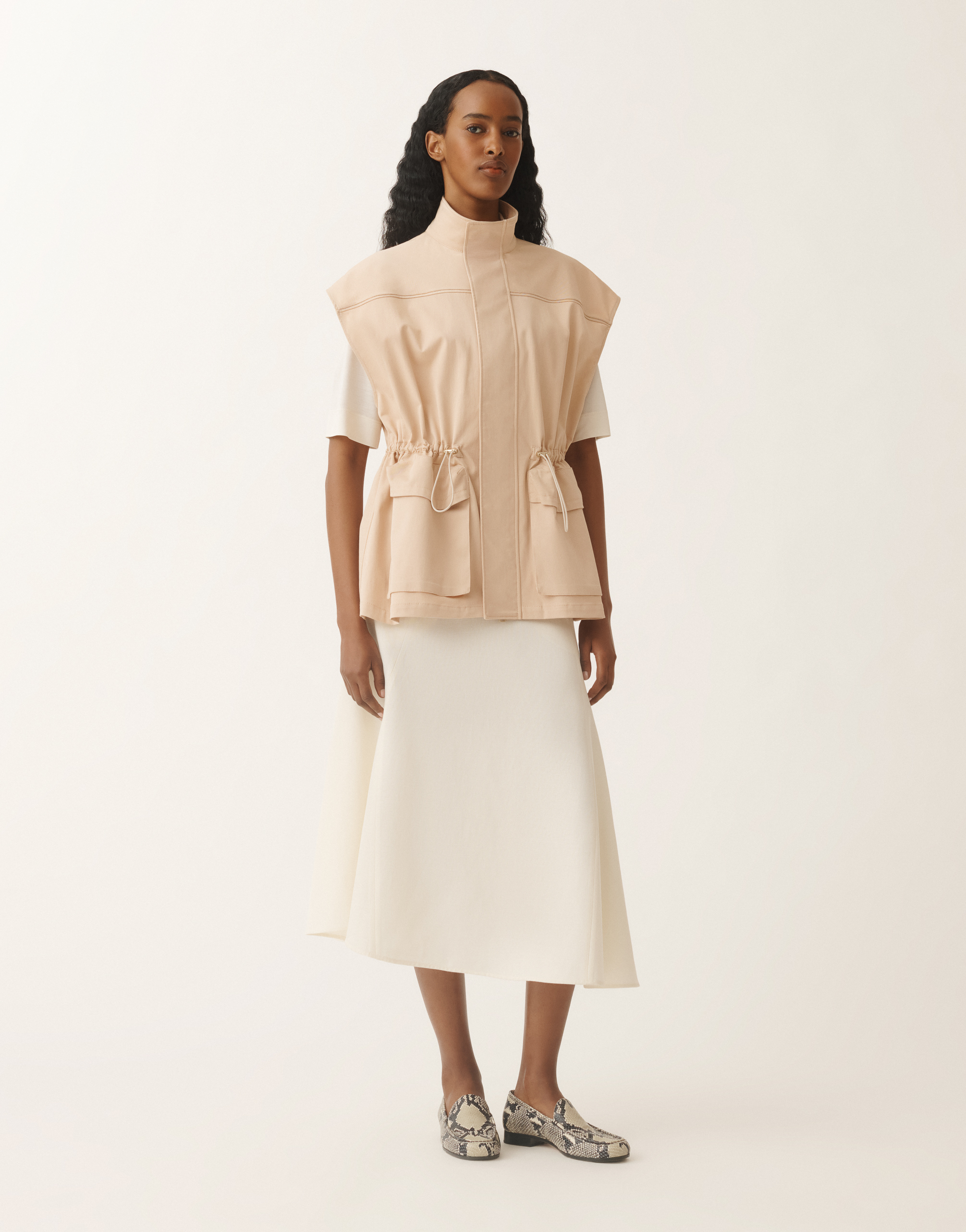 Fabiana Filippi Cotton Gabardine Safari Jacket In Sand