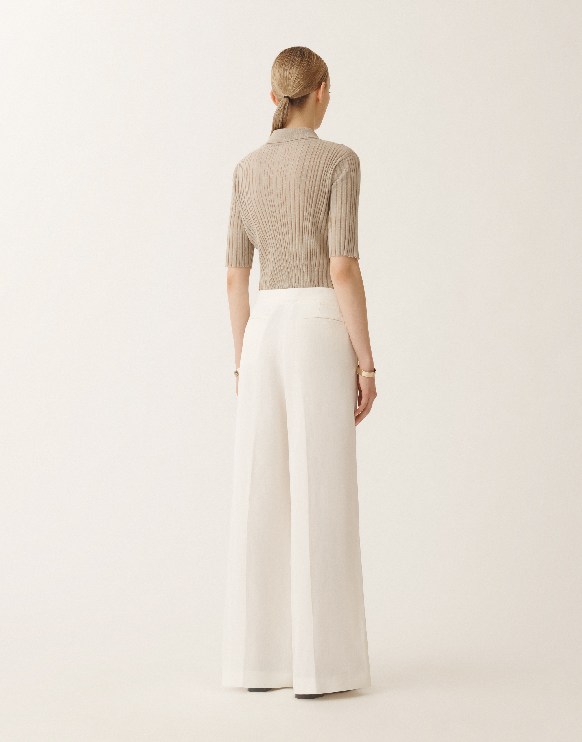 Shop Fabiana Filippi Linen And Viscose Trousers In White