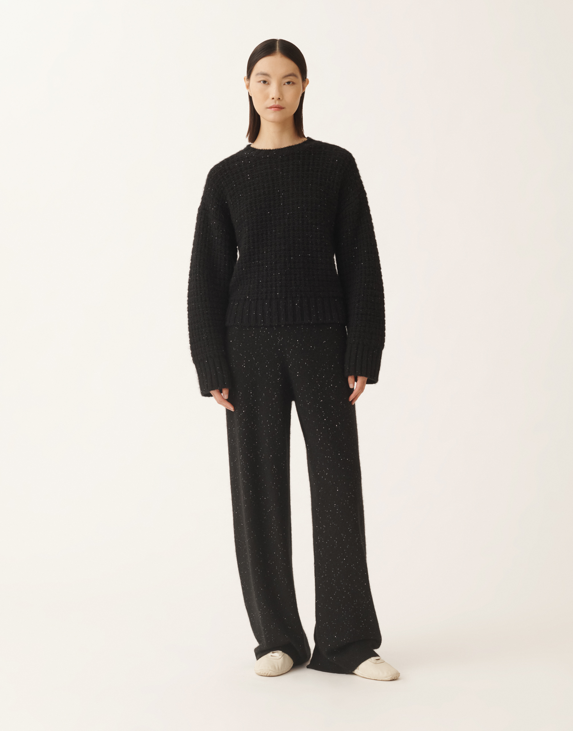Fabiana Filippi Platinum Sweater With Sequins In Black