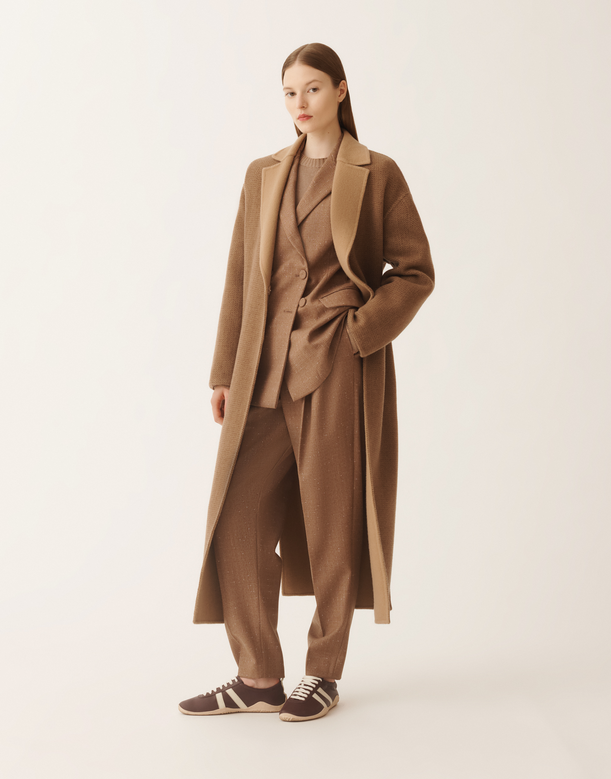 Fabiana Filippi Double-breasted Jacket In Prince Of Wales Check In Brown
