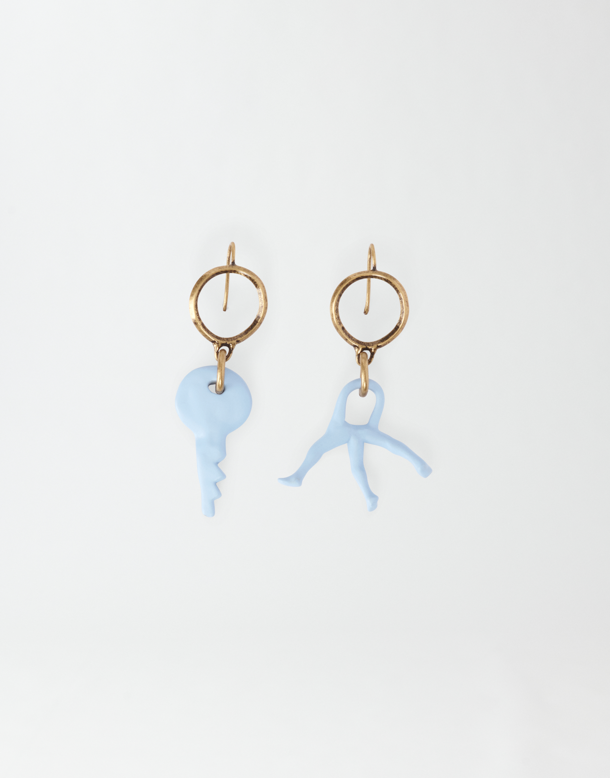 Shop Fabiana Filippi Eco Brass Pendant Earrings In Light Blue