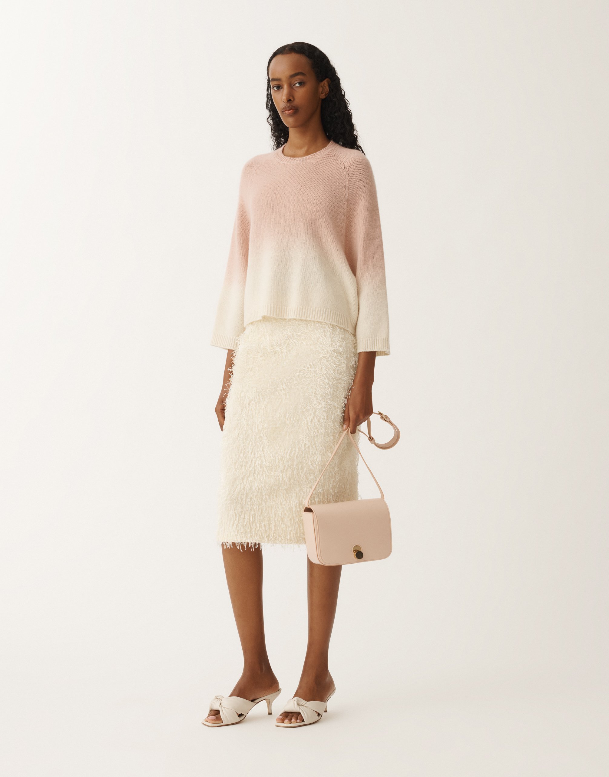 Fabiana Filippi Faded Platinum Gauzed Short Sleeve Cape In Pink In Pink