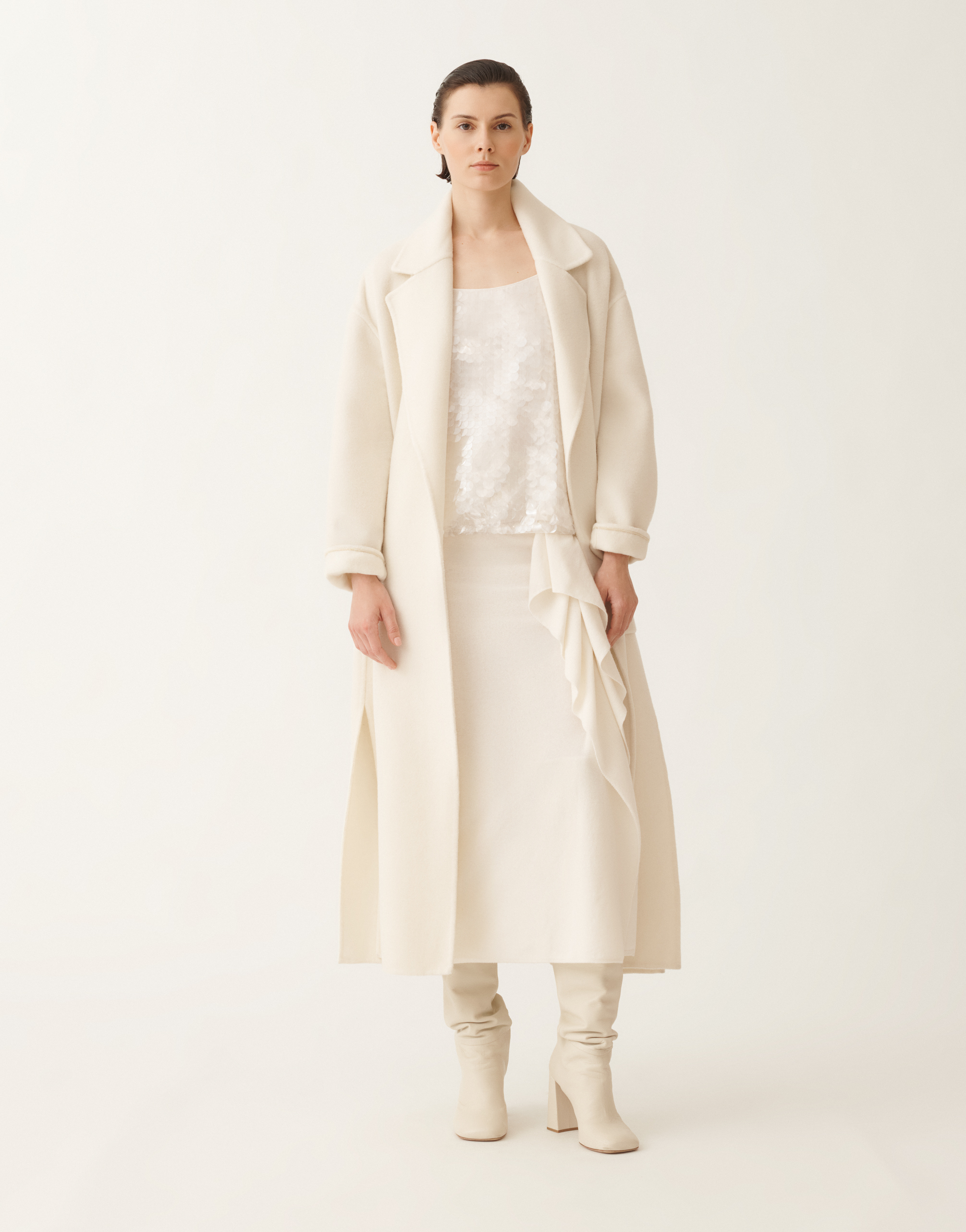 Fabiana Filippi Double-faced Soft Wool And Cashmere Coat In White