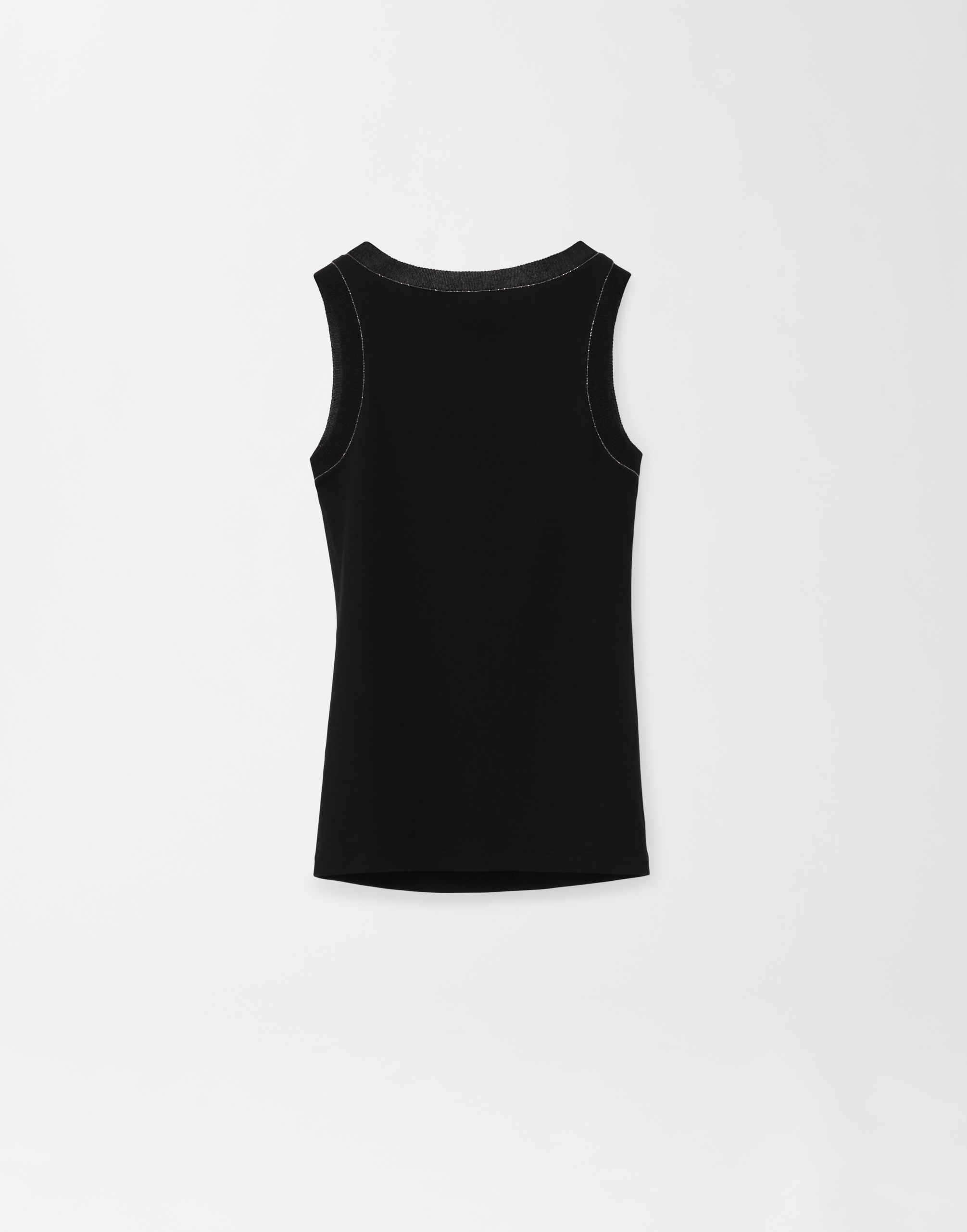 Shop Fabiana Filippi Ribbed Jersey Tank Top With Knit Finishing In Black