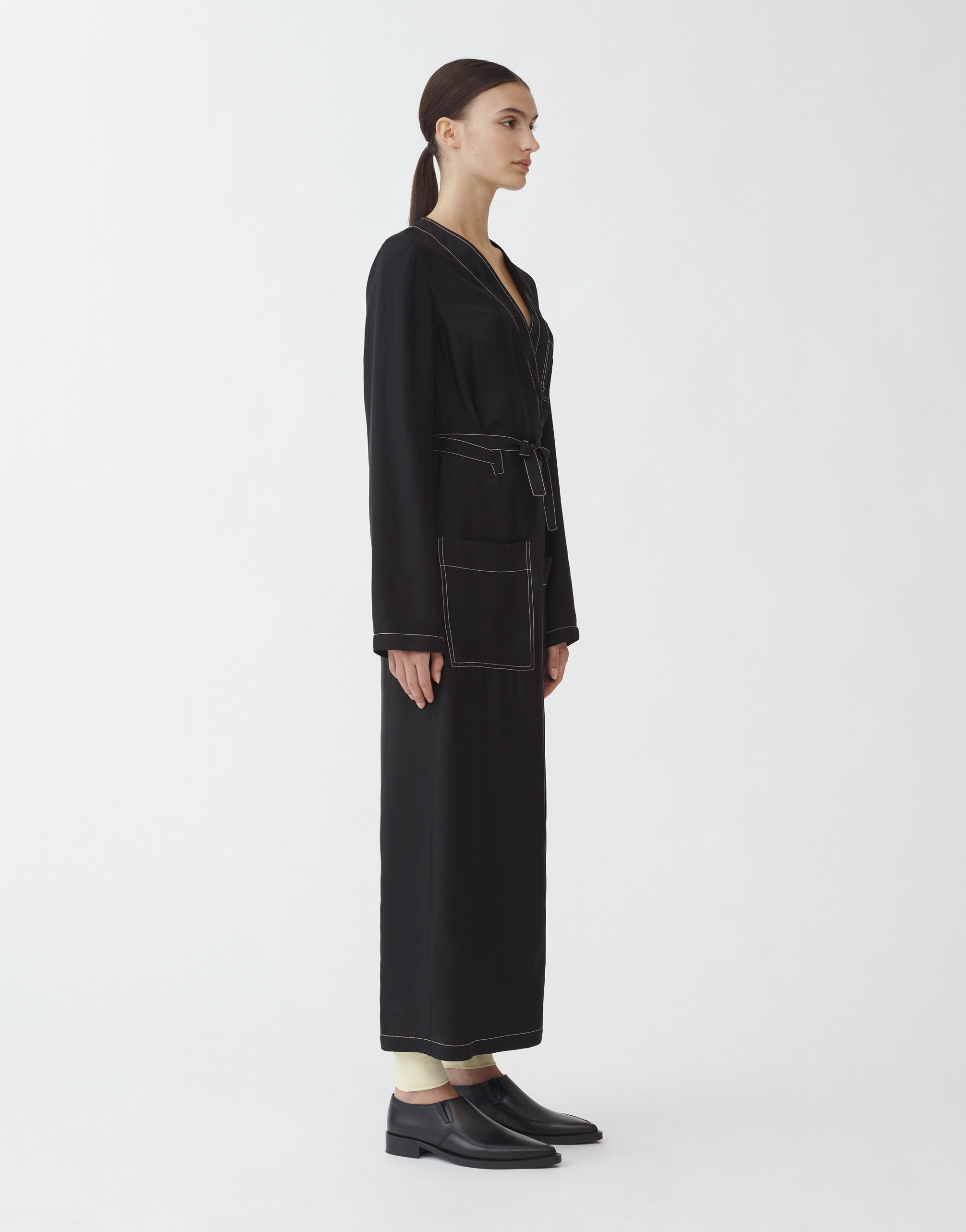 Shop Fabiana Filippi Cupro Robe Dress With Contrast Stitching In Black