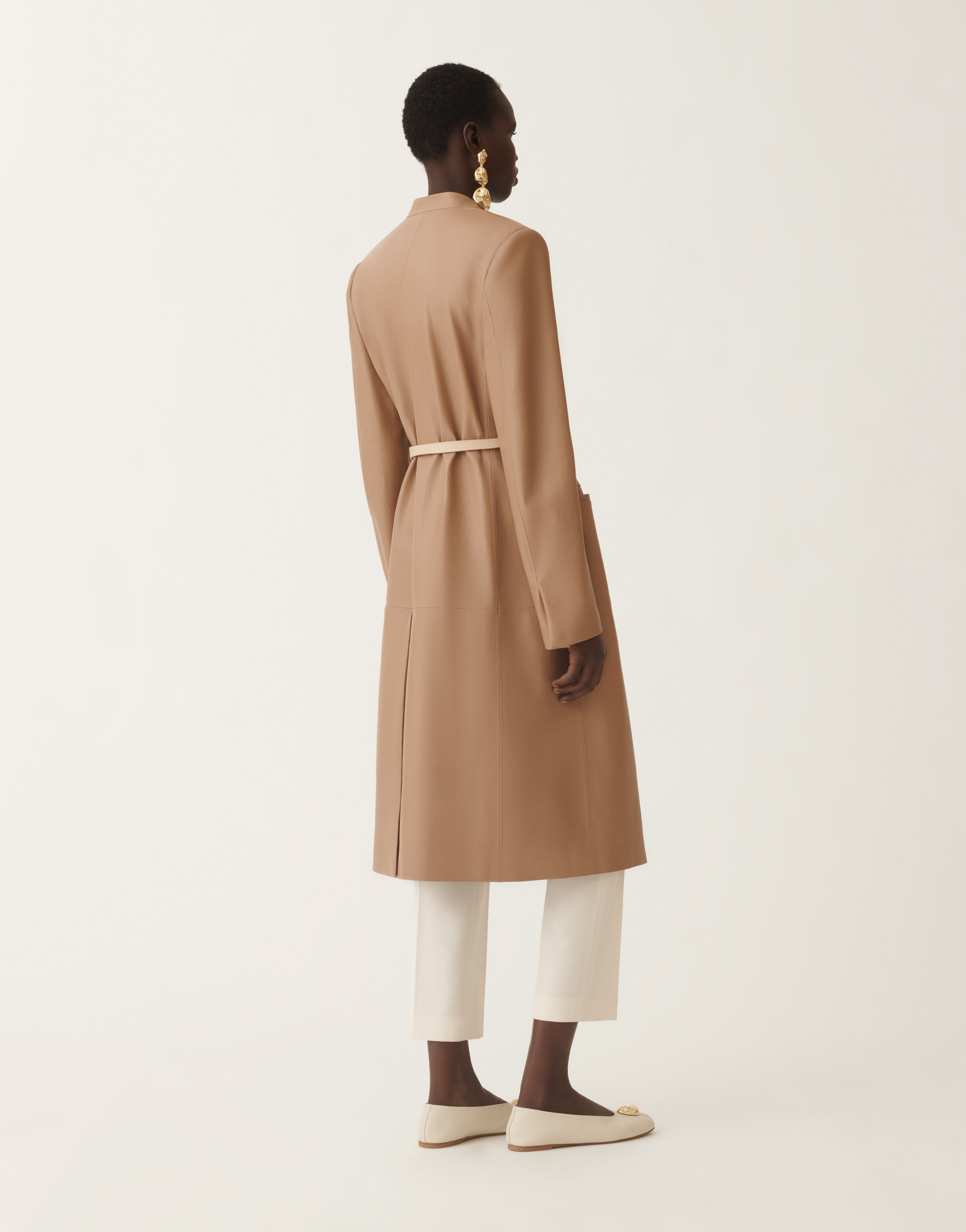 Fabiana Filippi Long Nappa Leather Jacket In Brown