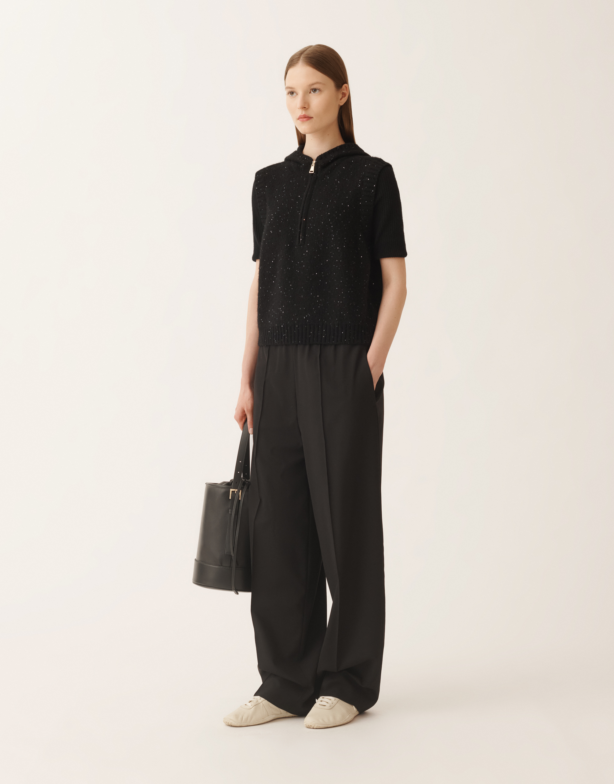 Fabiana Filippi Platinum Vest With Sequins In Black