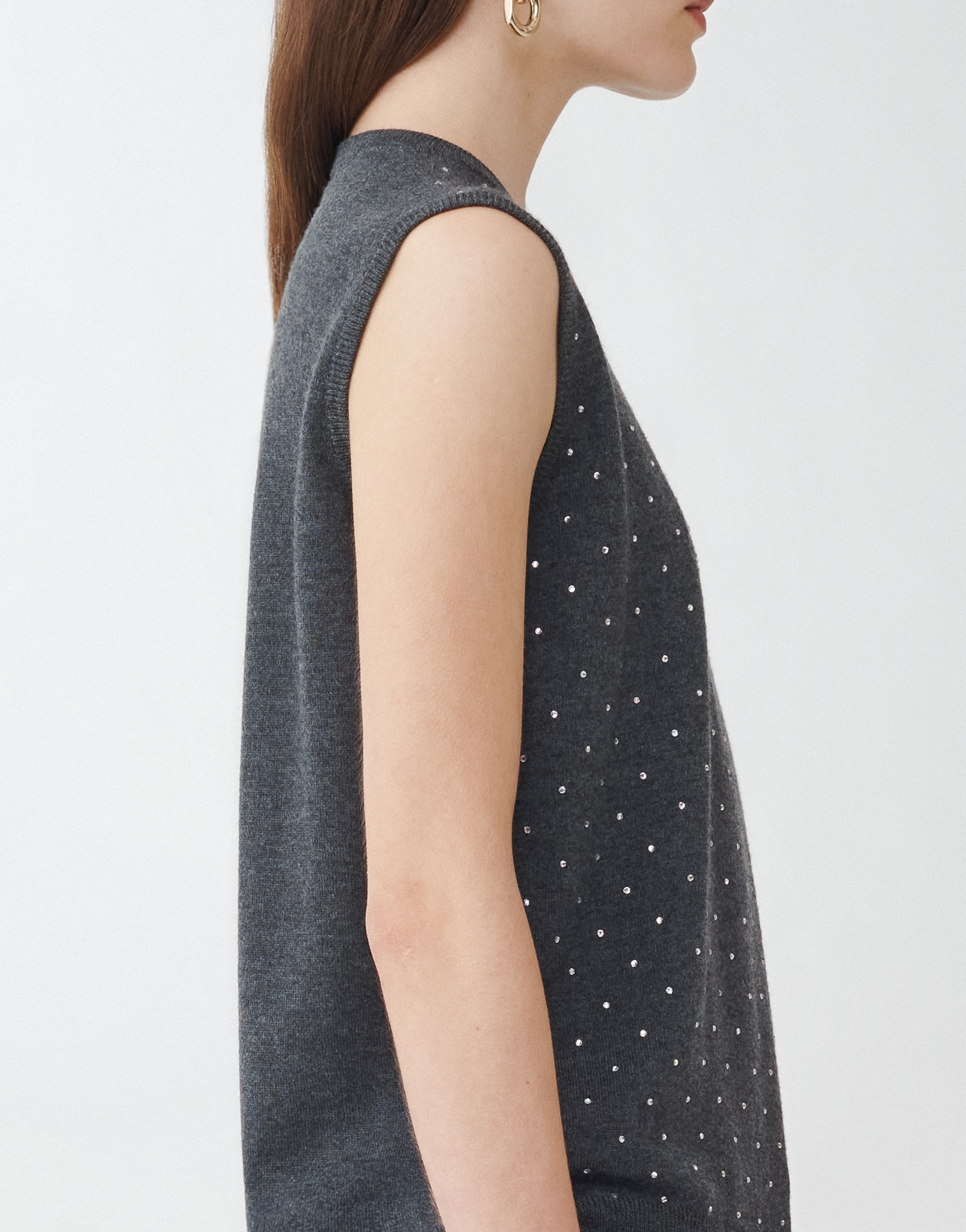 FABIANA FILIPPI MERINO WOOL VEST TOP WITH EMBROIDERY 