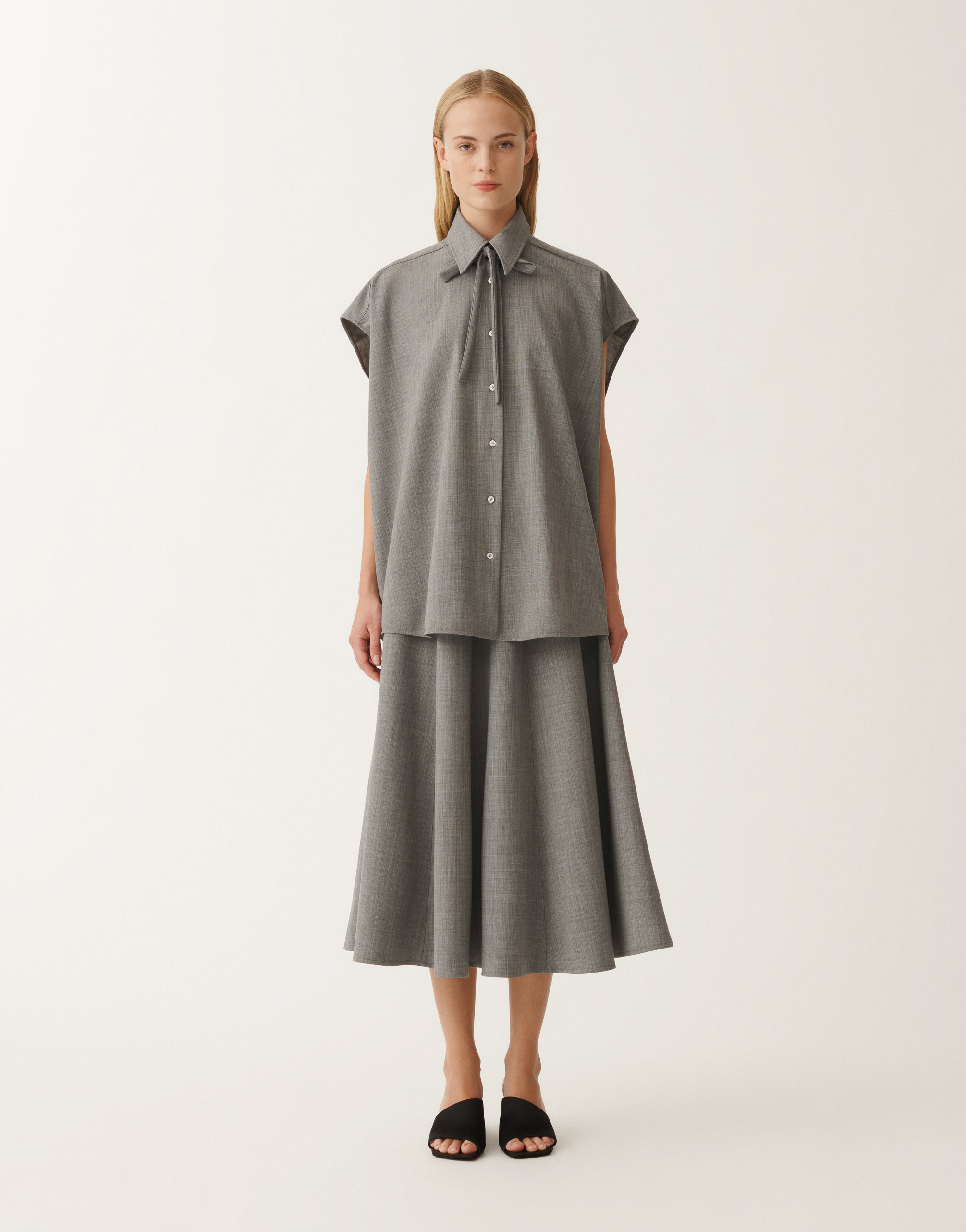 Shop Fabiana Filippi Cool Wool Shirt In Grey