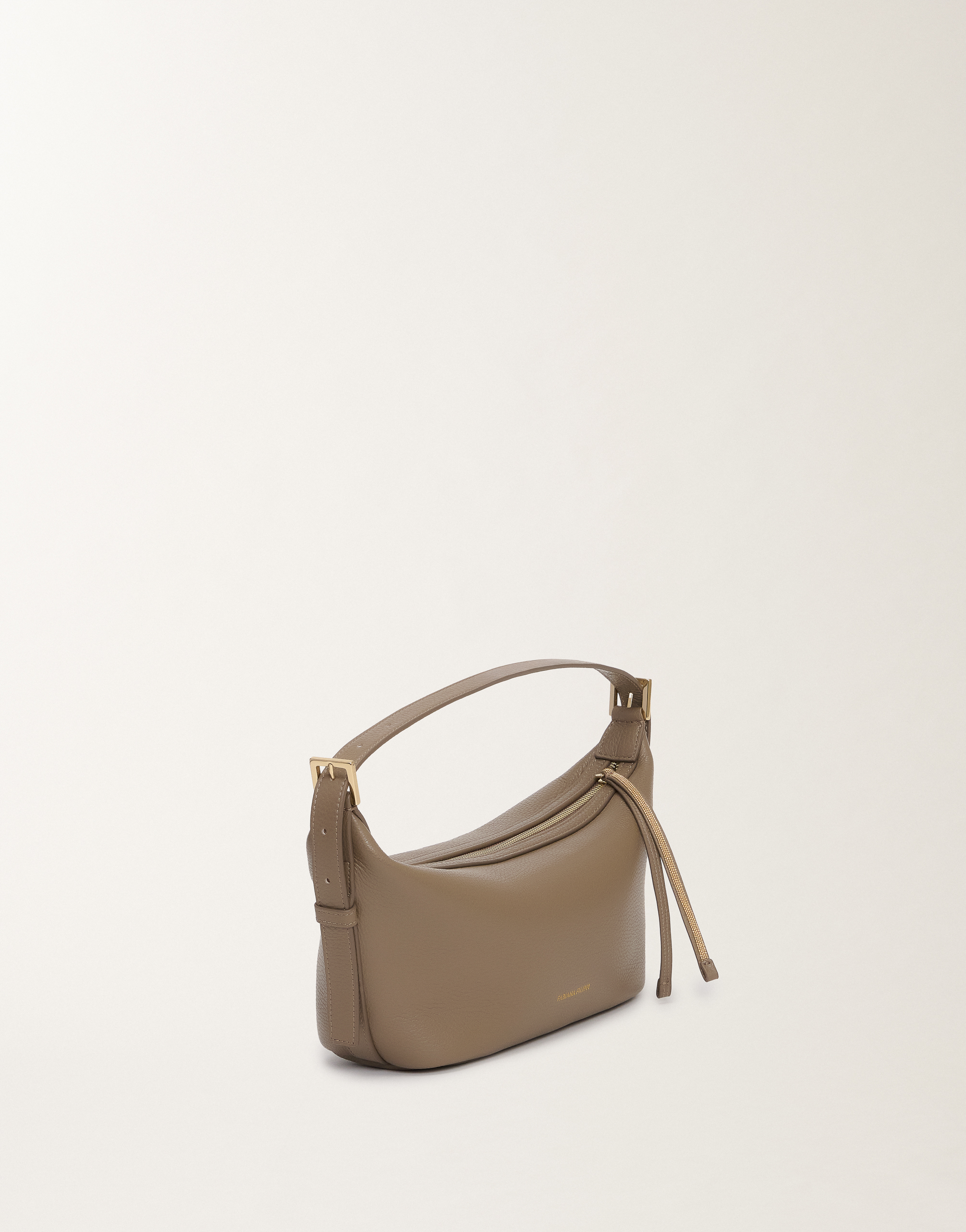 Fabiana Filippi Grained Leather Mini Hobo Bag In Clay