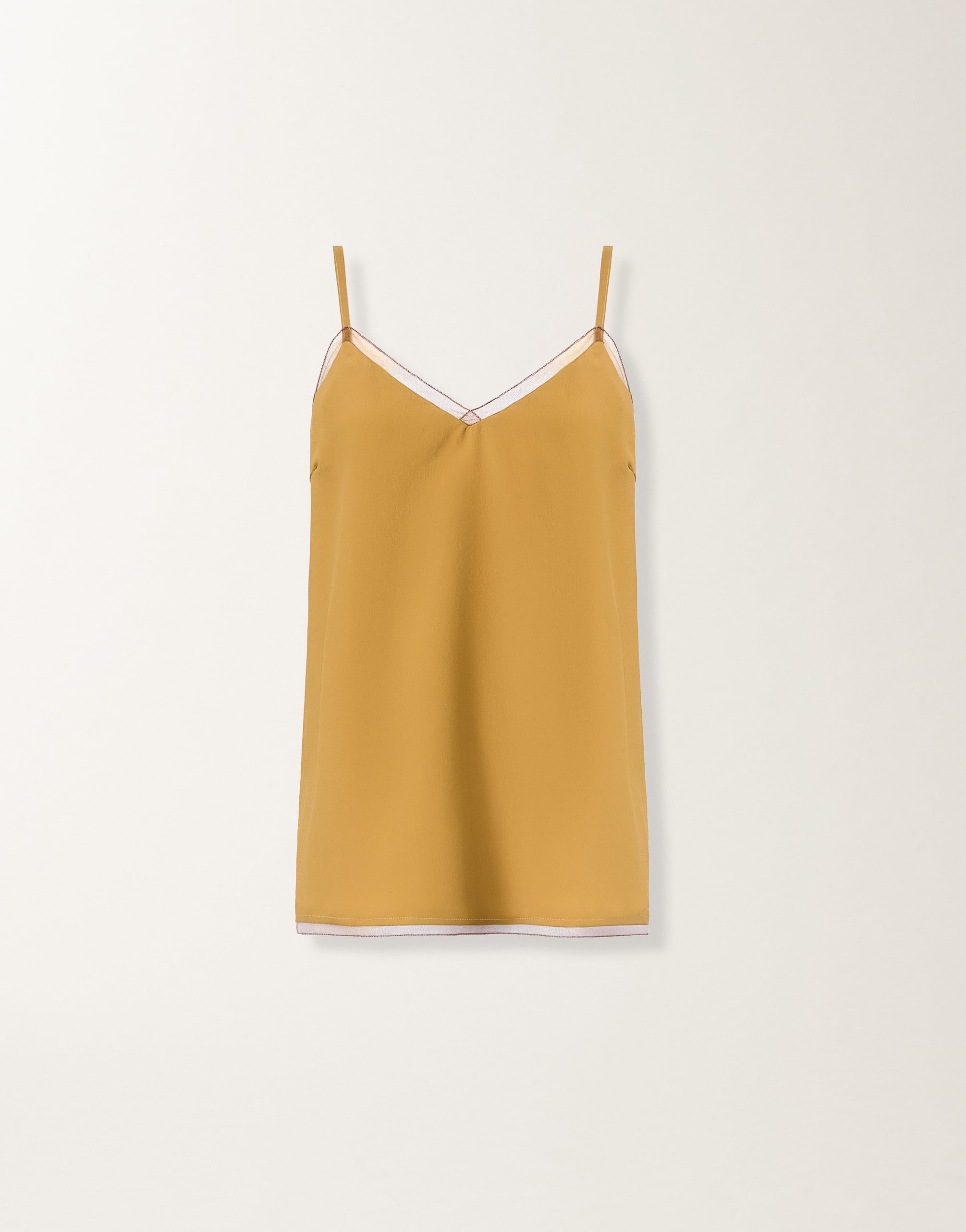 Crepe de chine lingerie top, mustard for Women | Fabiana Filippi®