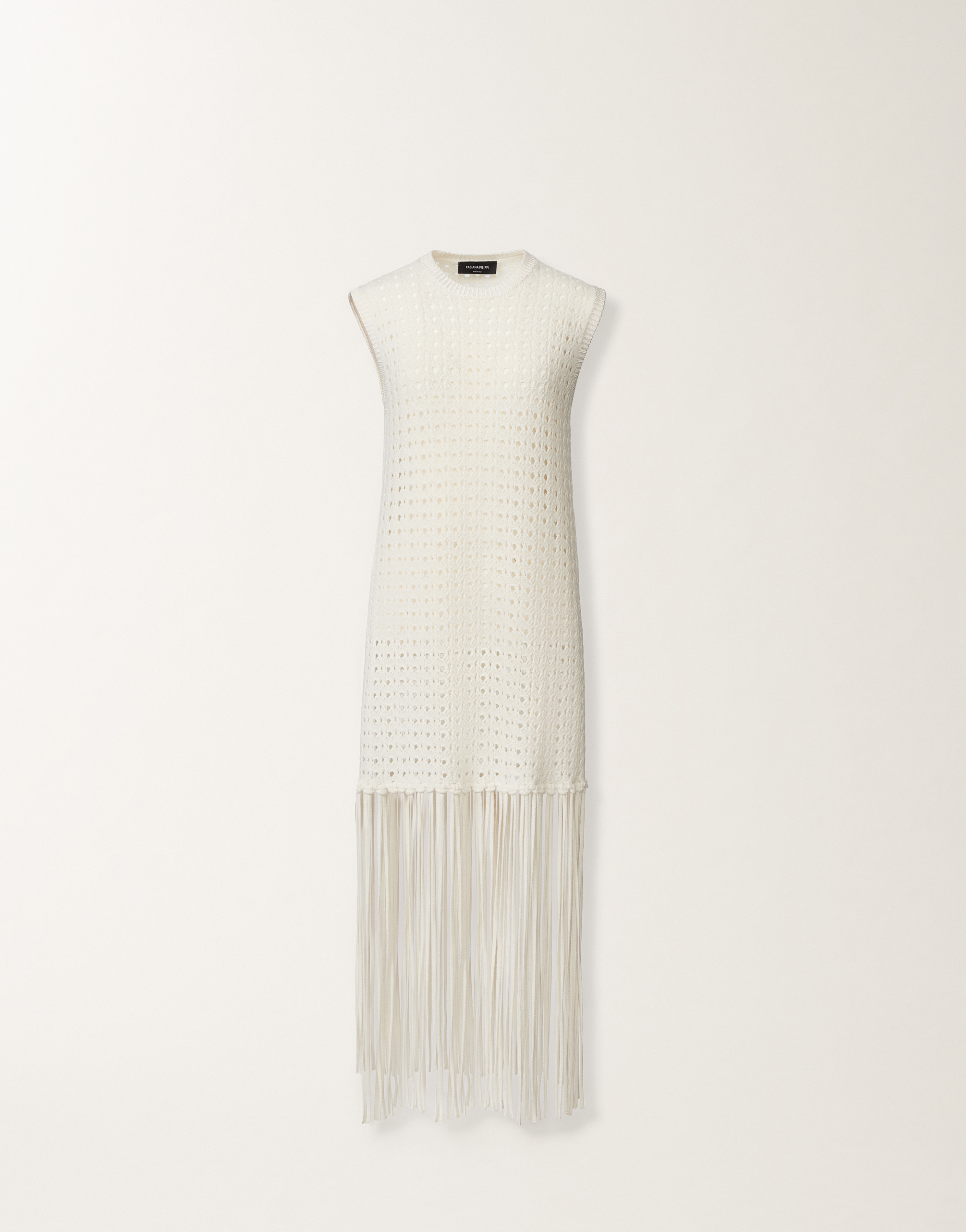 Platinum sweater with fringes, raffia for Women | Fabiana
