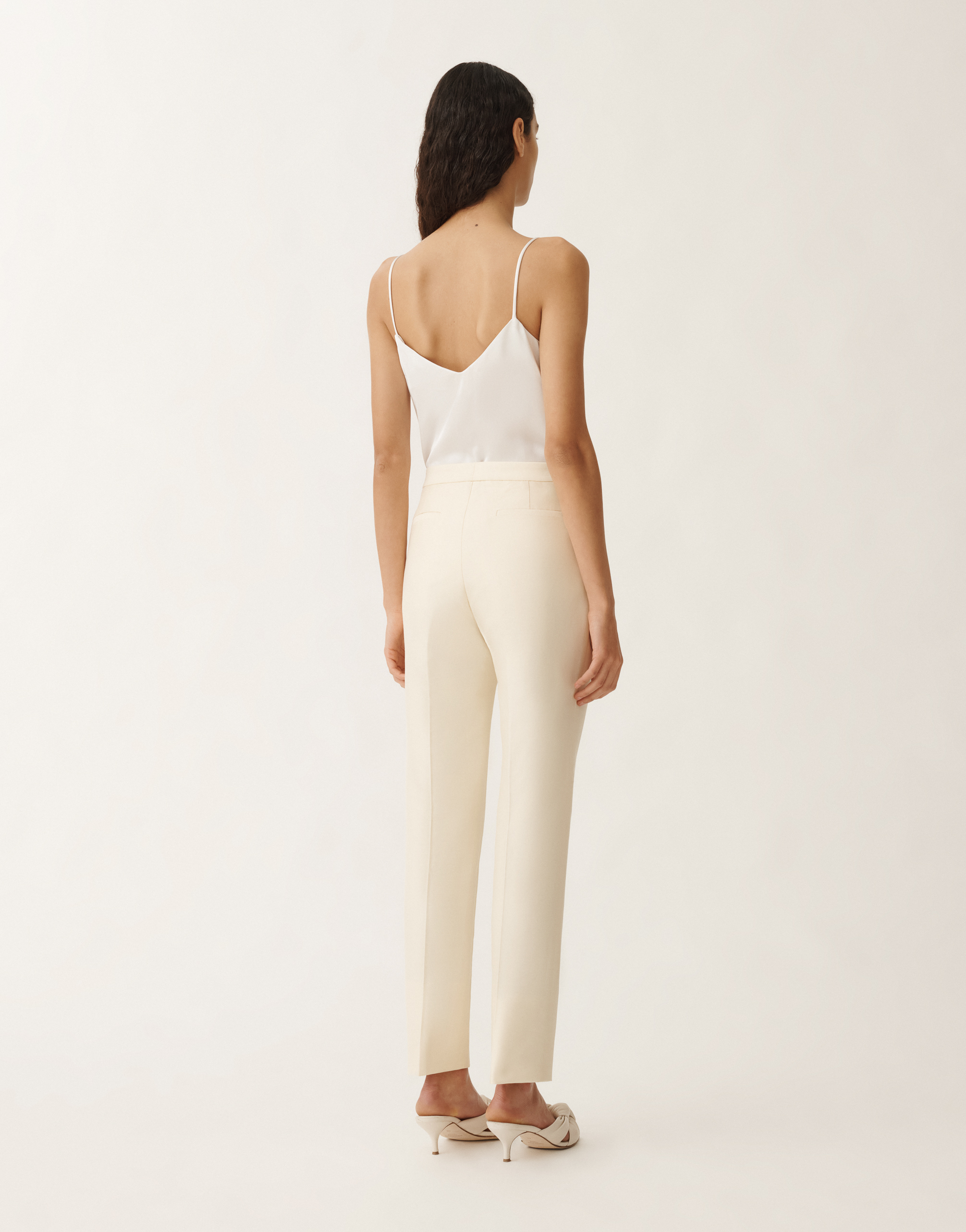 Fabiana Filippi Montefalco Cotton And Silk Mikado Trousers In Vanilla