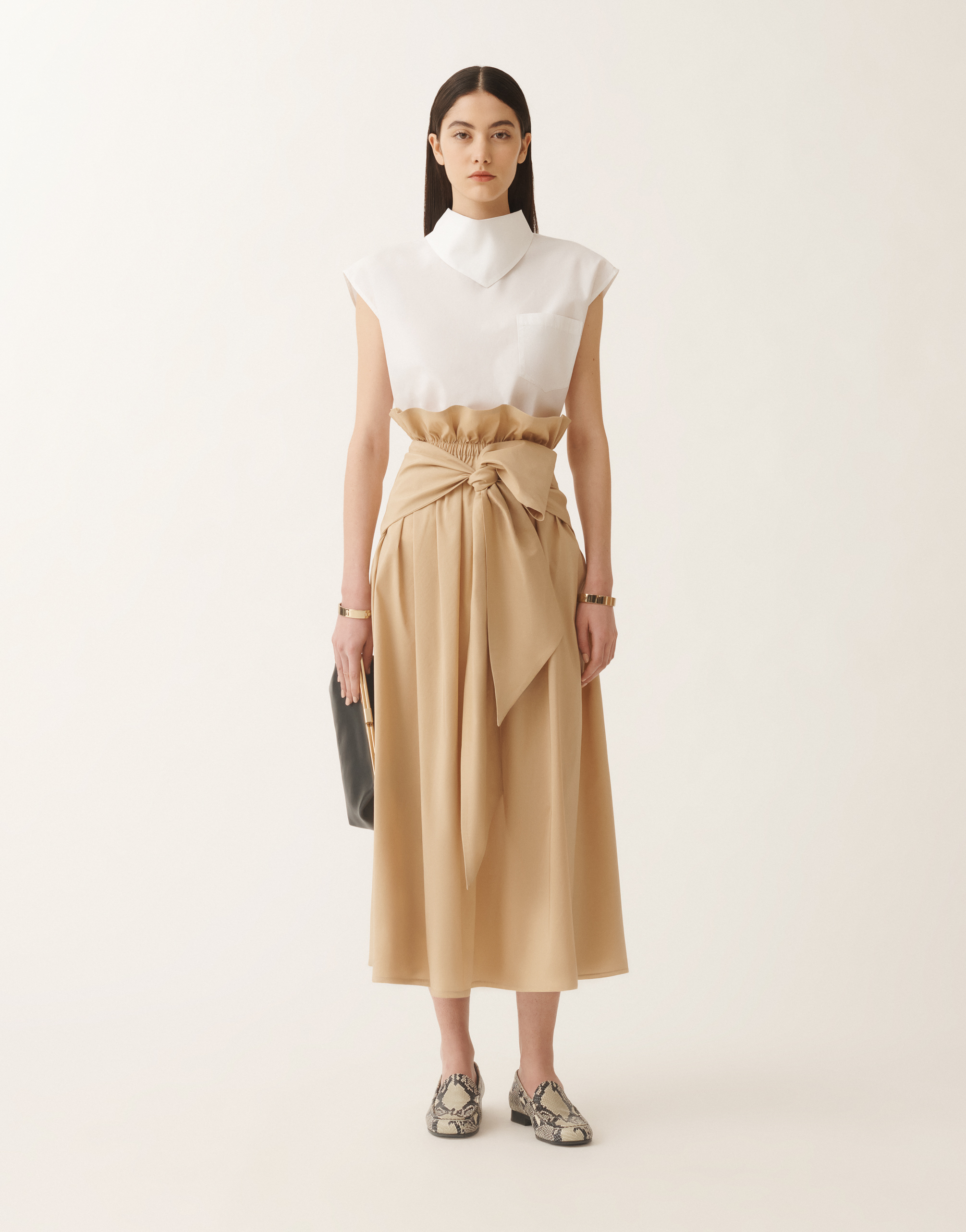 Fabiana Filippi Technical Poplin Skirt In Sand
