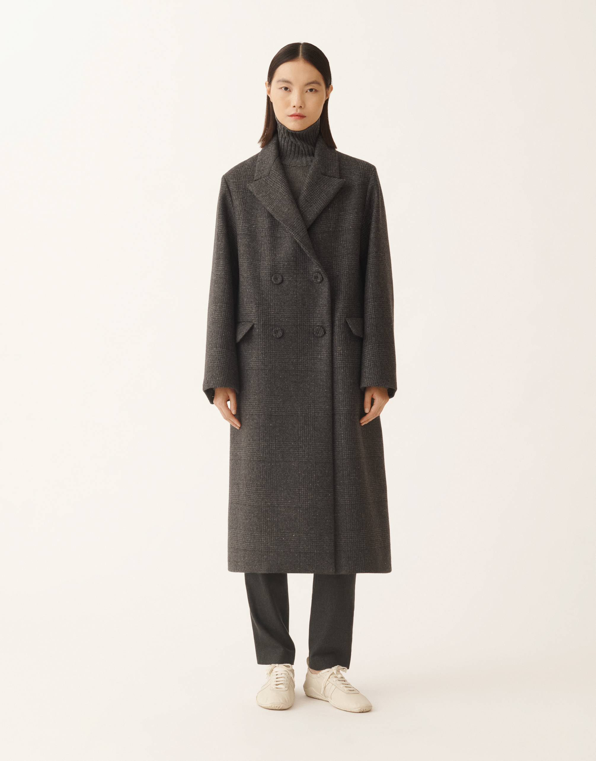 Fabiana Filippi Double-breasted Coat In Prince Of Wales Check In Brown