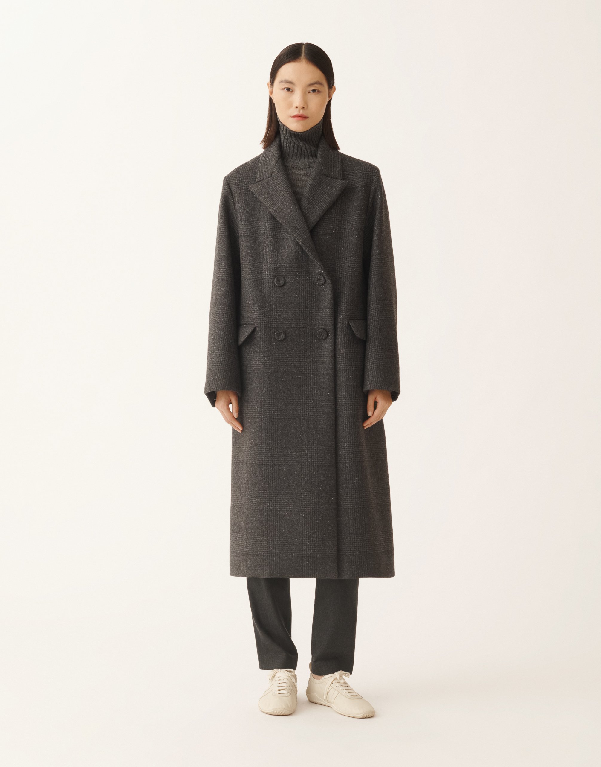 Fabiana Filippi Double-breasted Coat In Prince Of Wales Check In Brown
