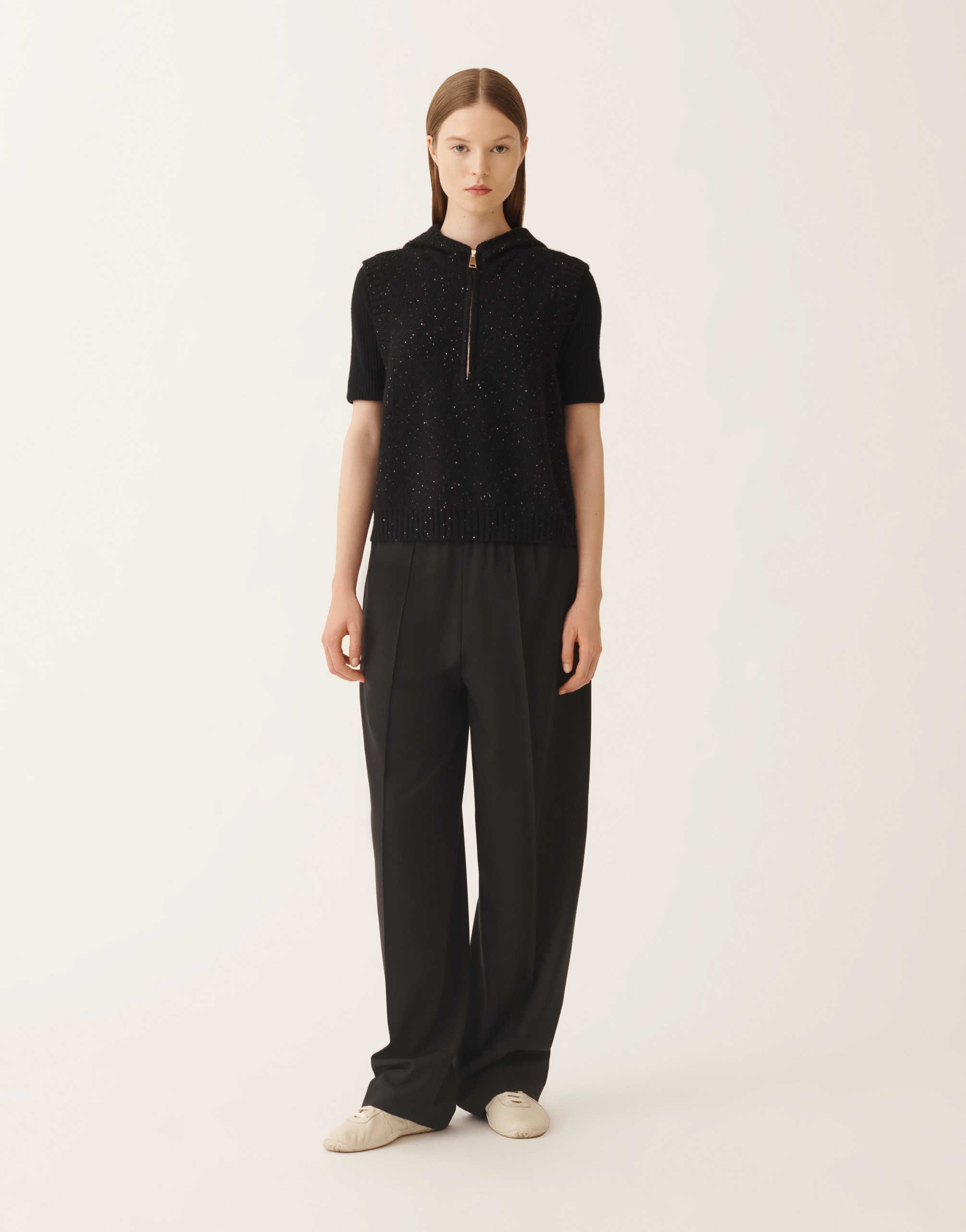 Fabiana Filippi Platinum Vest With Sequins In Black
