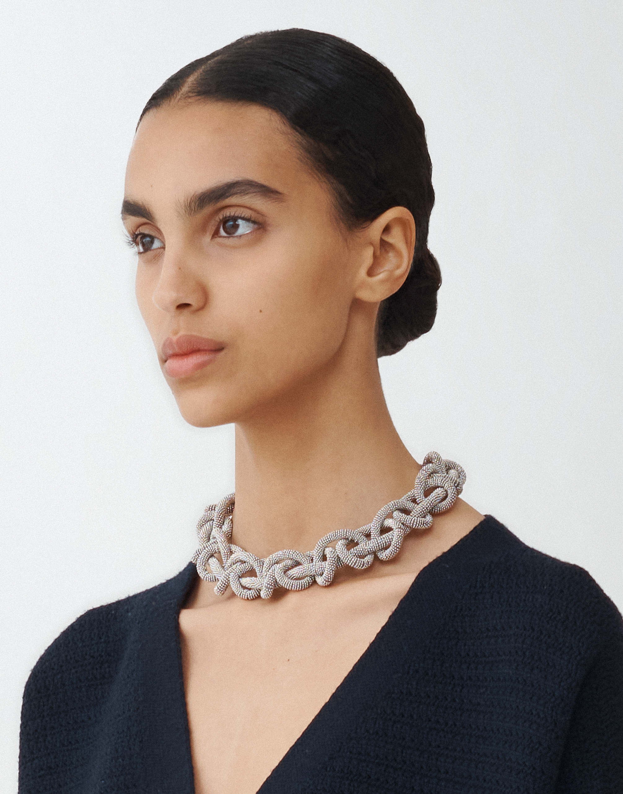 Shop Fabiana Filippi Eco Brass Chain-effect Necklace In Silver