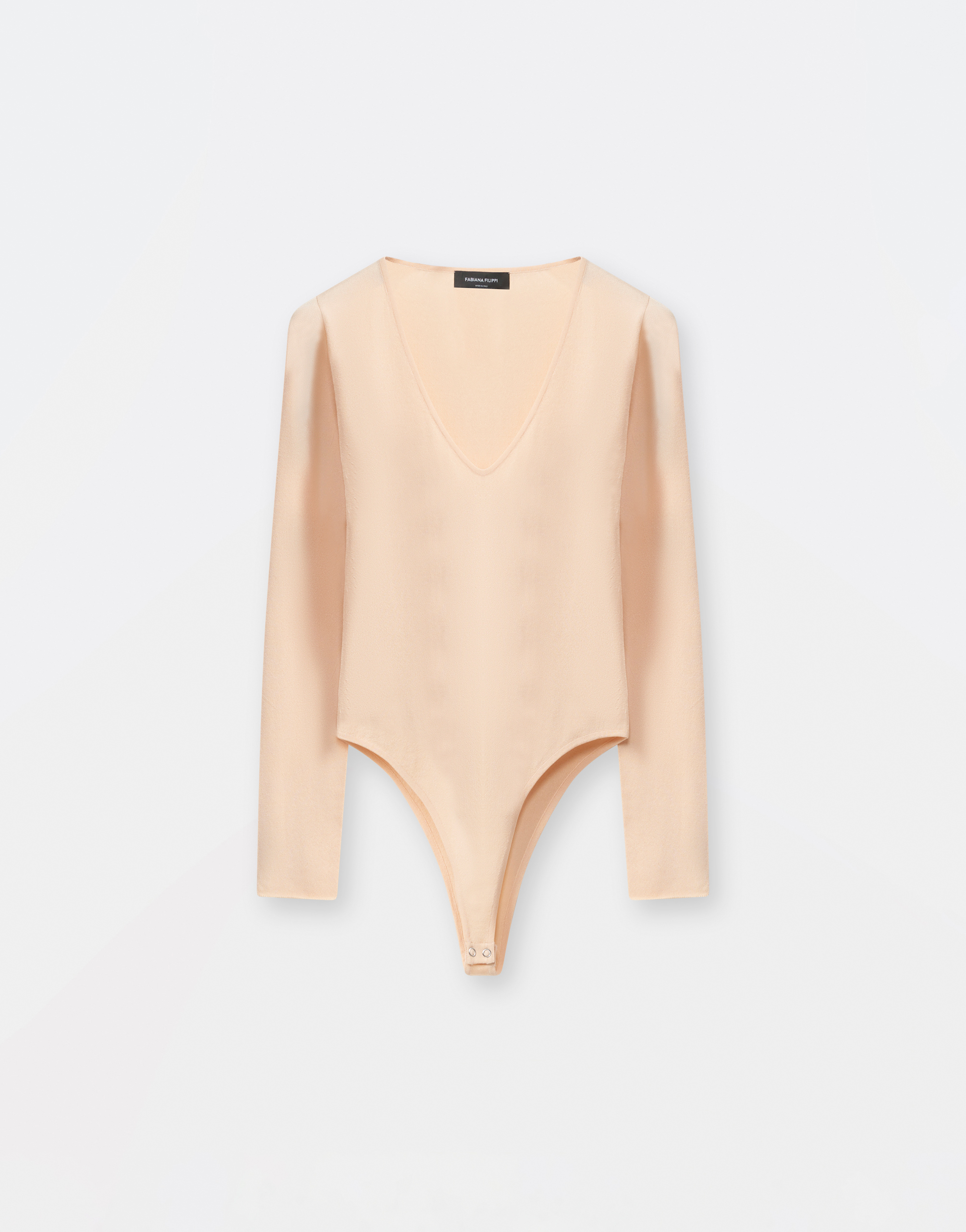 Shop Fabiana Filippi Compact Viscose Body With V Neck In Dusty Pink