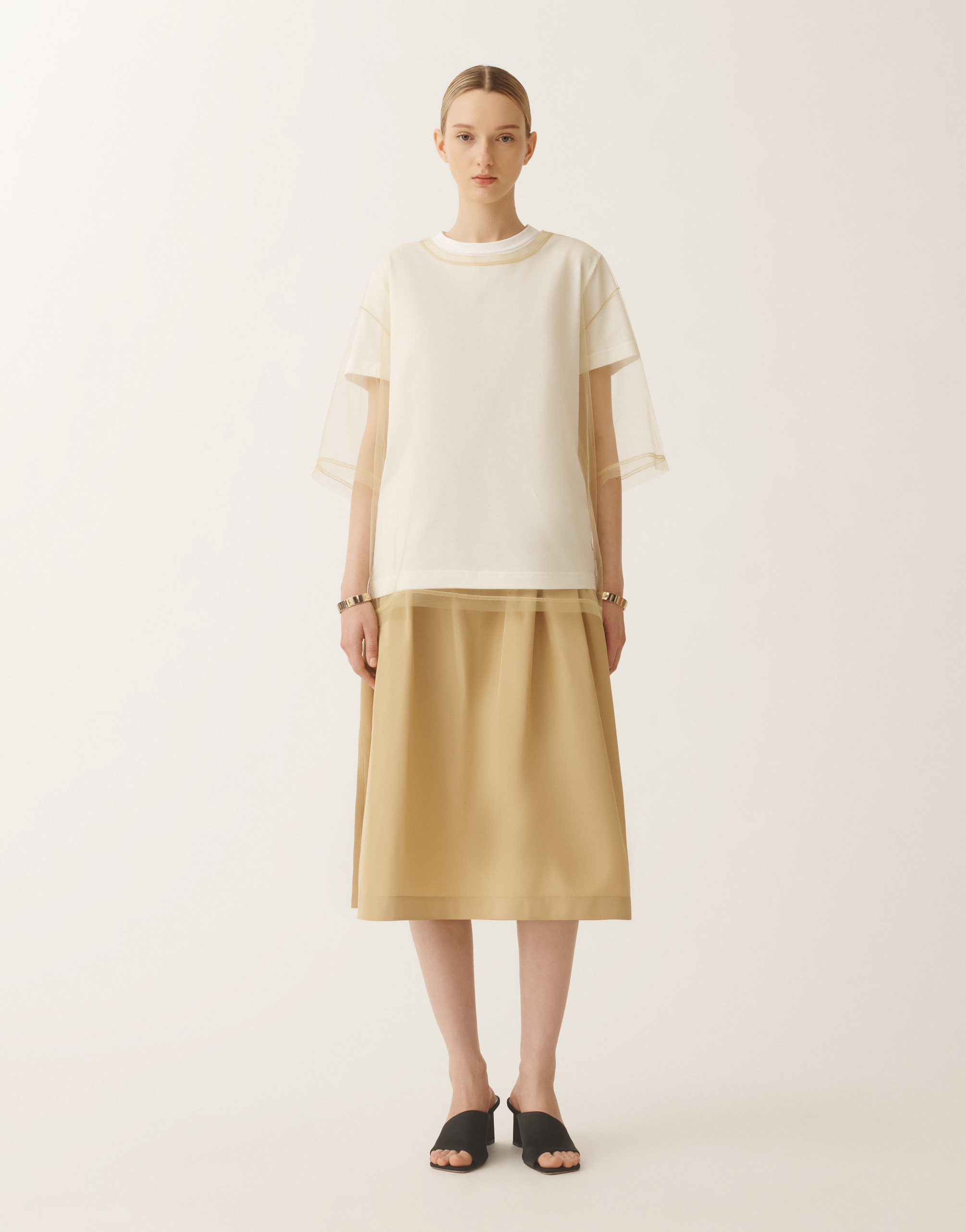 FABIANA FILIPPI JERSEY AND TULLE T-SHIRT