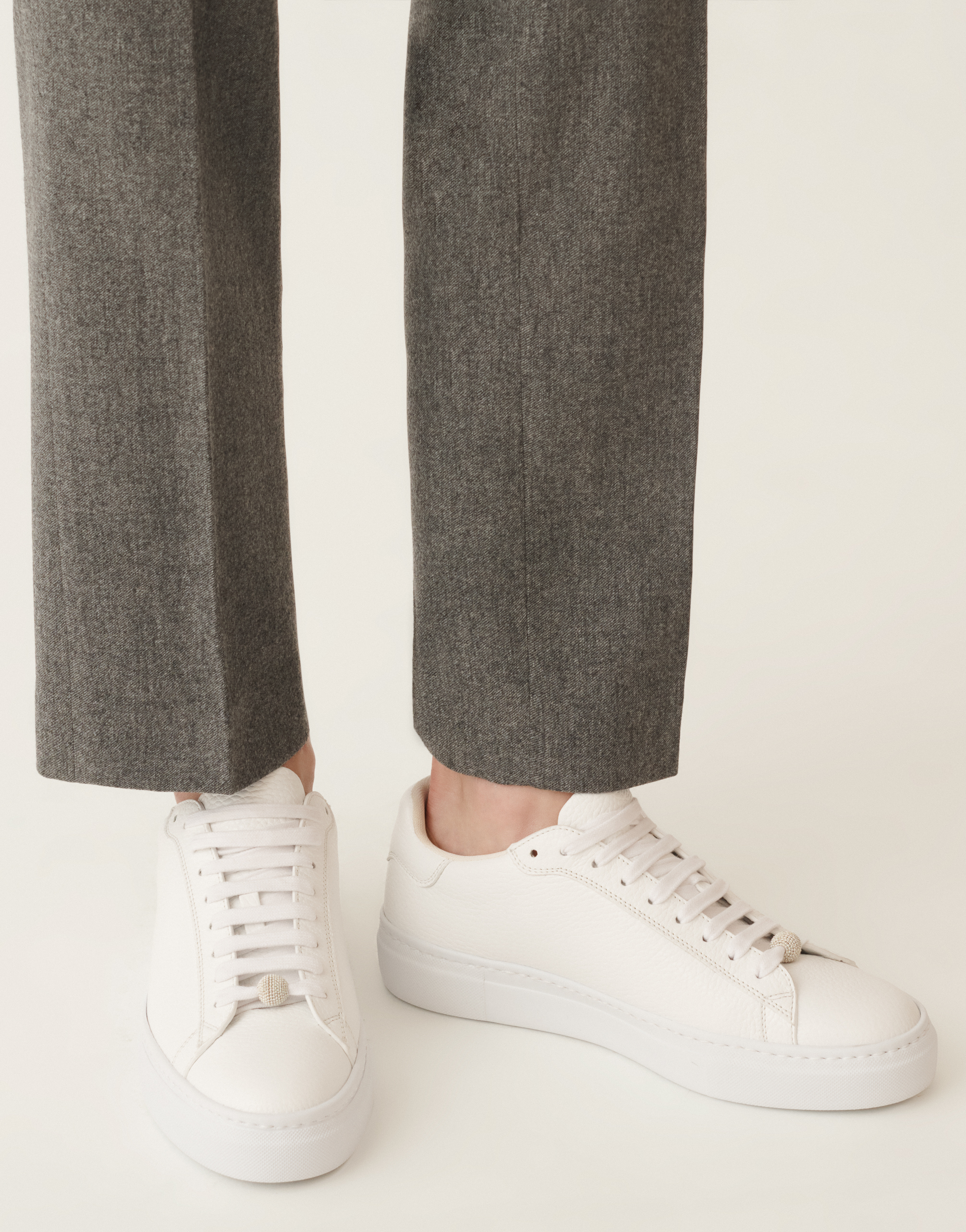 Fabiana Filippi Leather Sneakers With Chic Detailing And Comfortable Fit In White