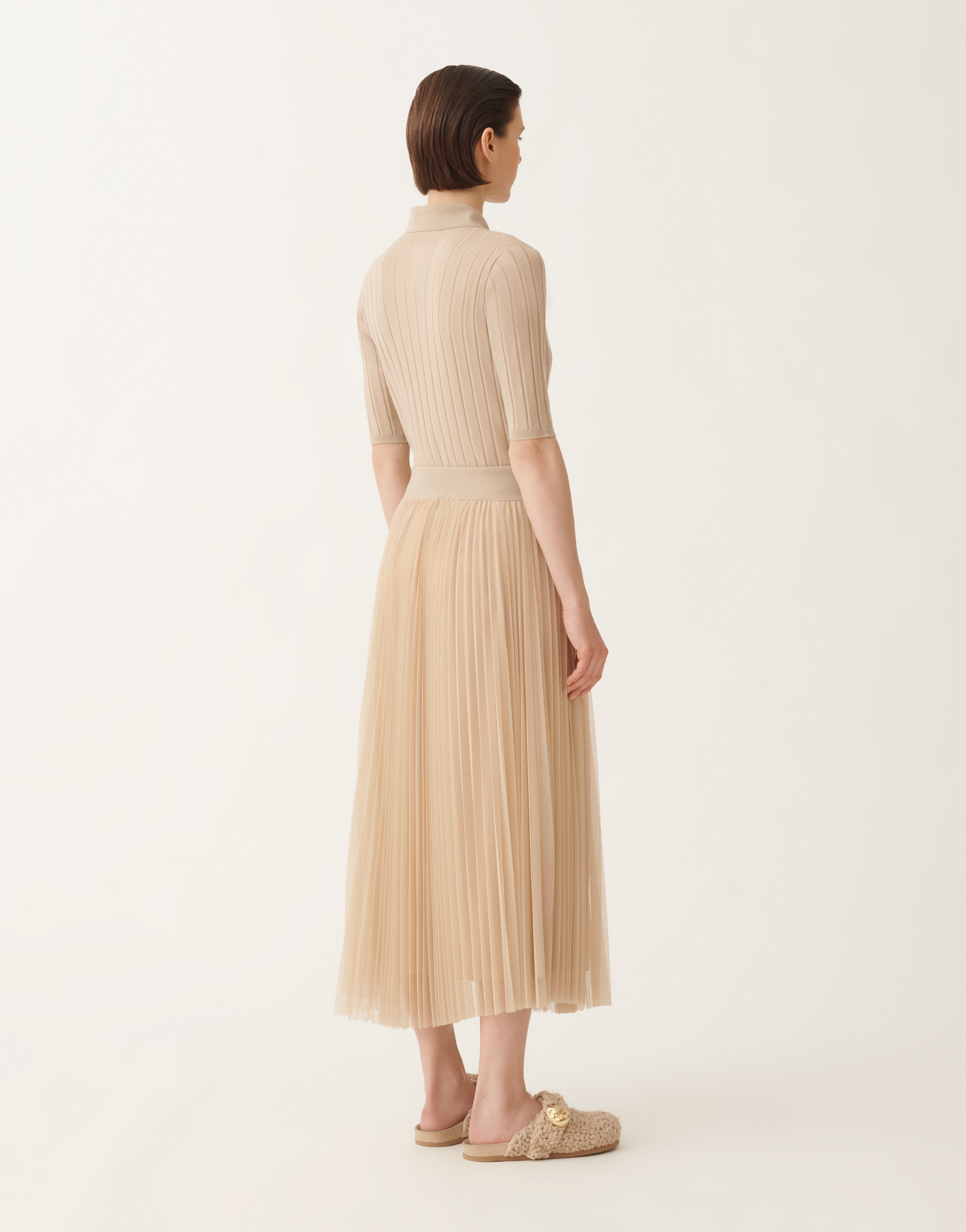 Fabiana Filippi Pleated Tulle A-line Midi Skirt In Pink