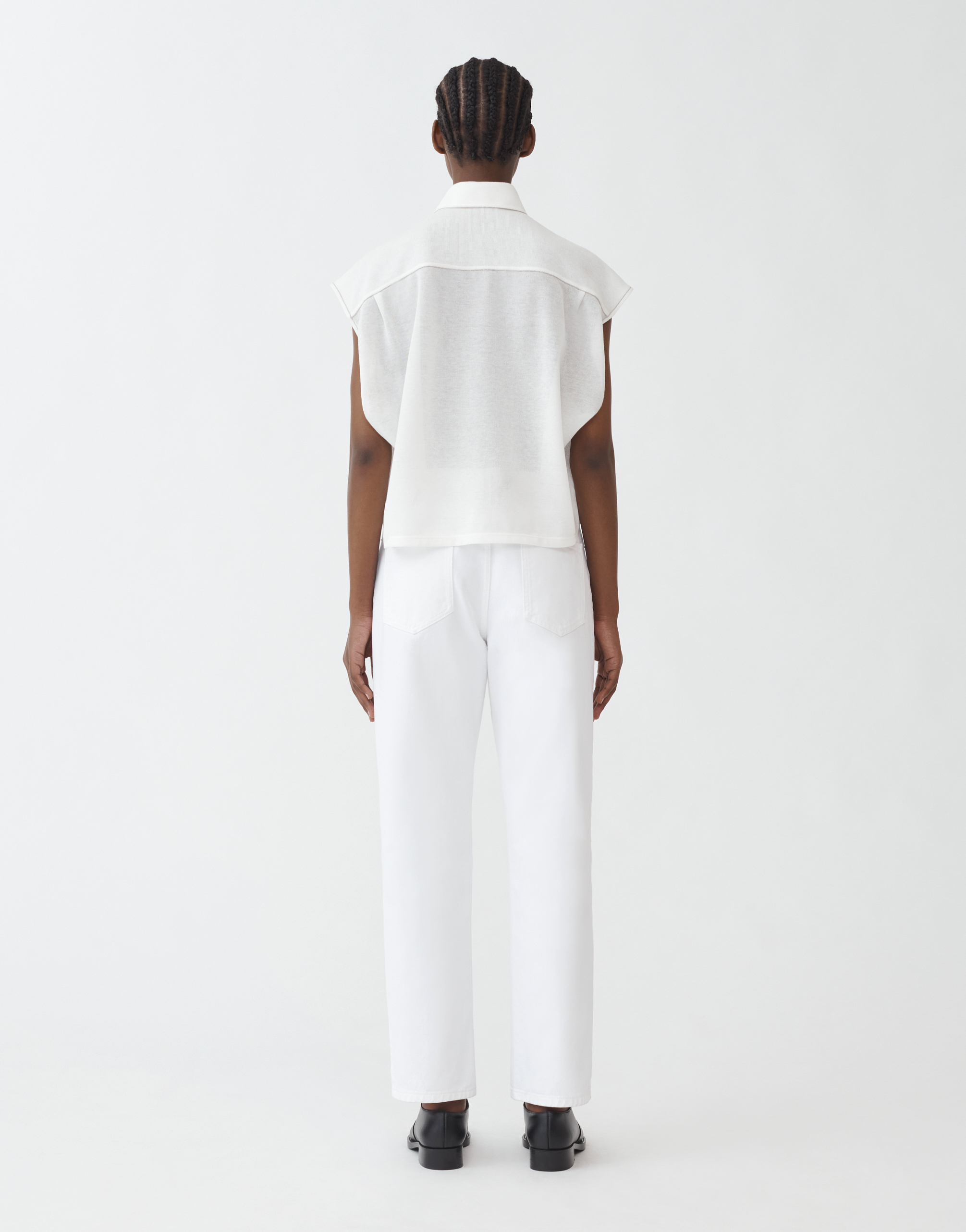 Shop Fabiana Filippi Cotton Knit Sleeveless Cropped Shirt In White