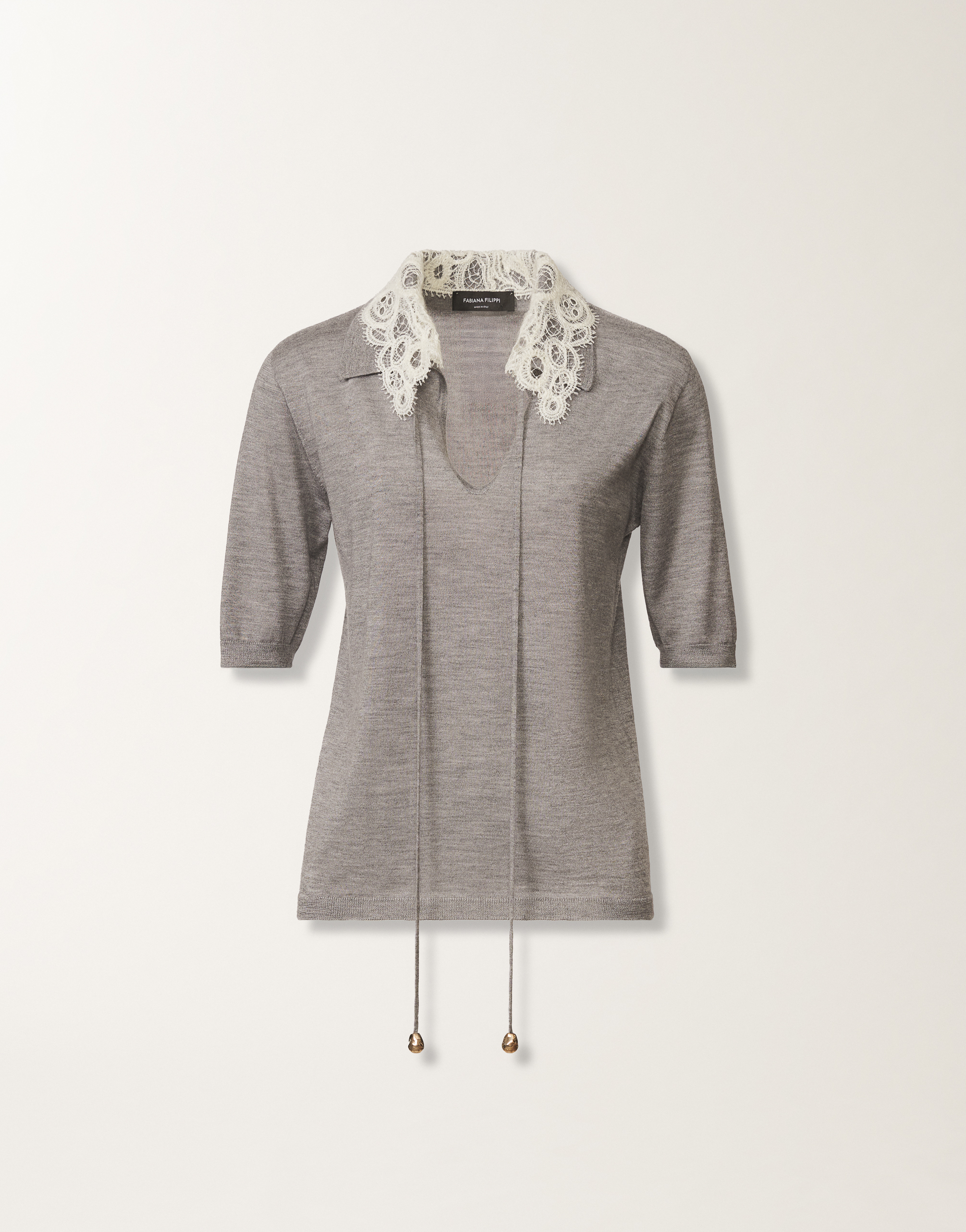Cashmere and silk sweater, rock grey for Women | Fabiana Filippi®