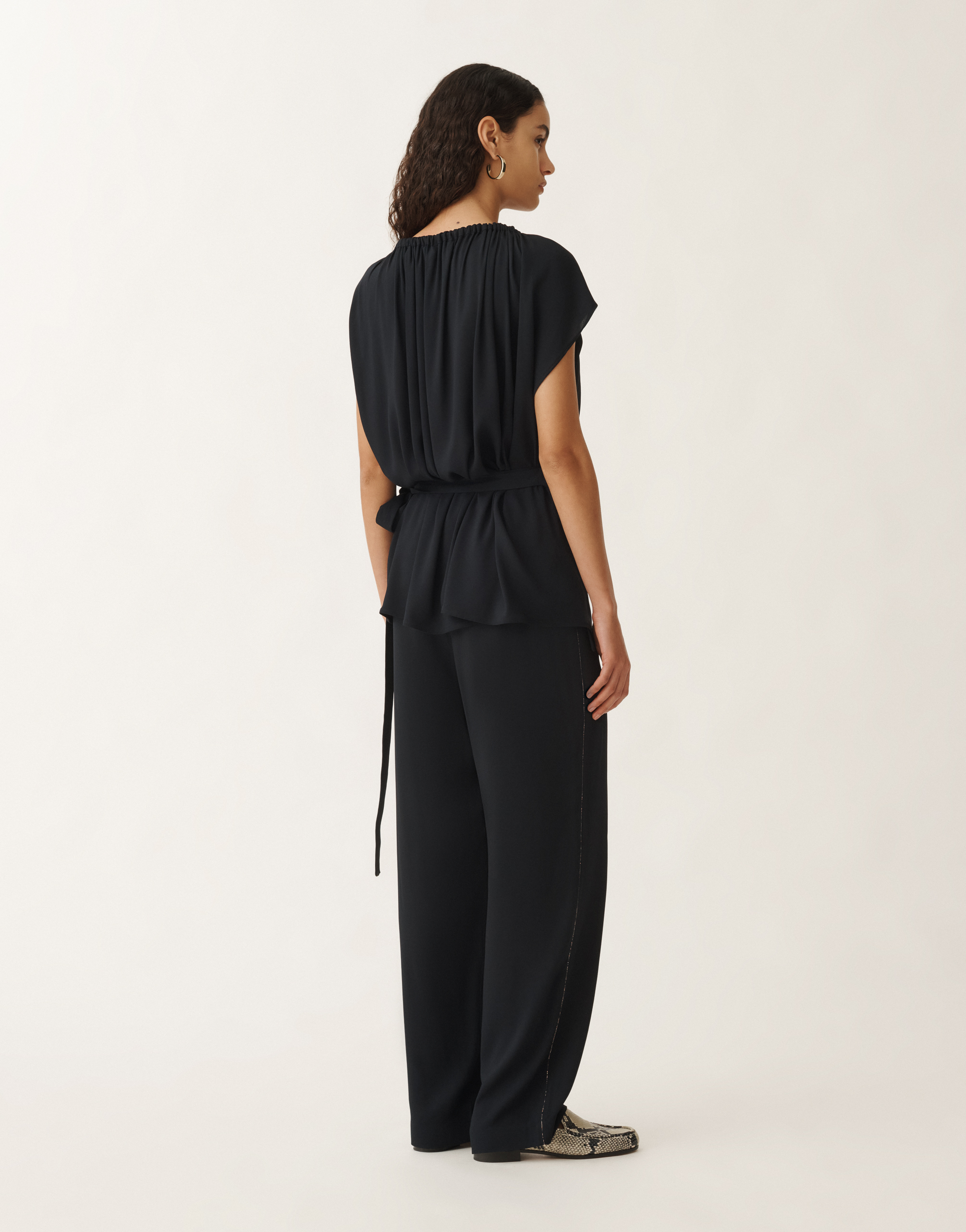 Fabiana Filippi Stretch Sablé Top In Blue