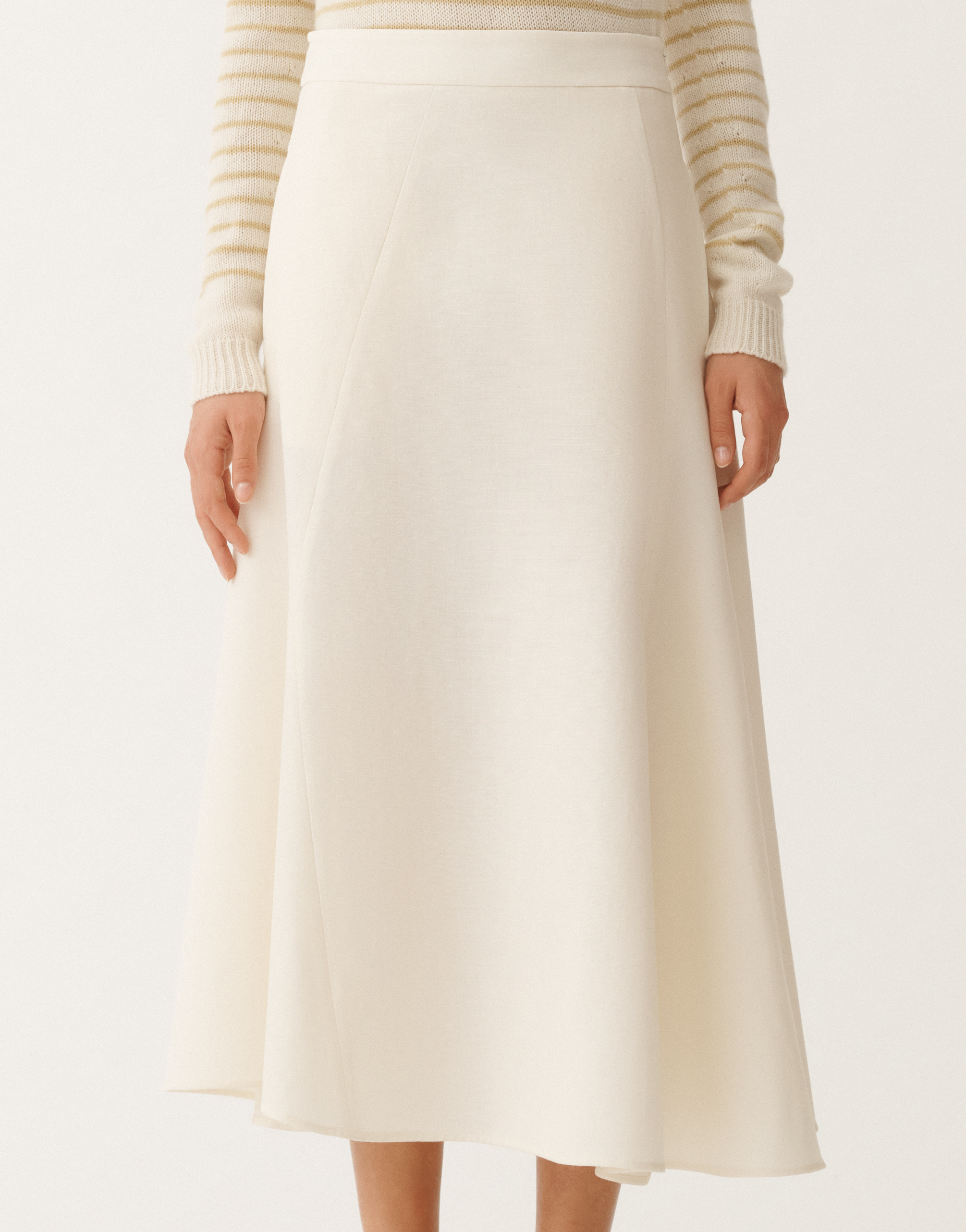 Shop Fabiana Filippi Wool And Linen Mat Skirt In White